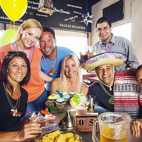 Miniatura 7 de NOVWANG 21 collares de cuentas para fiesta del Cinco de Mayo, collar colorido de cuentas metálicas para fiesta mexicana, despedida de soltera,