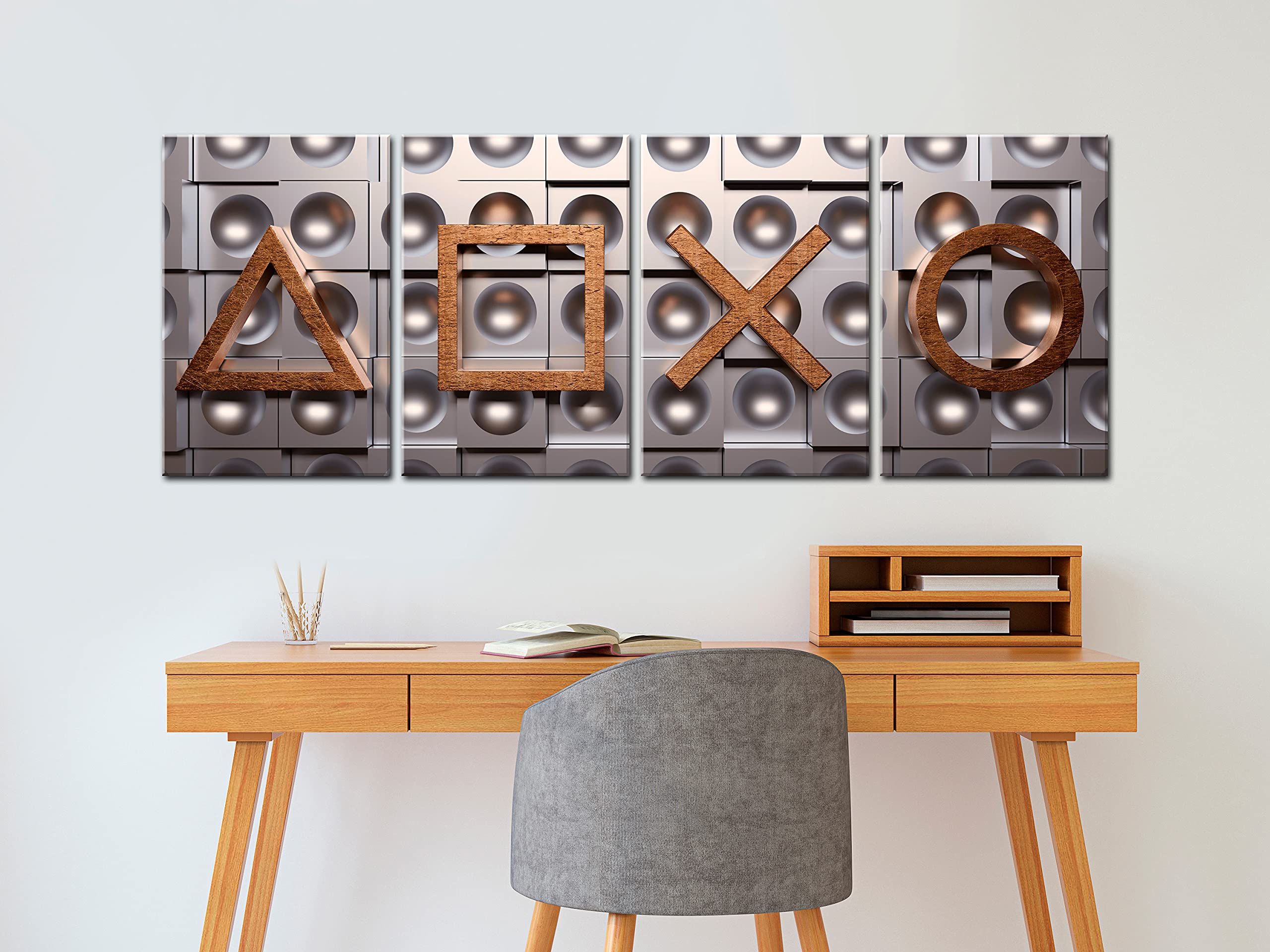 murando Cuadro Acústico para jugadores Consola 160x60 cm espuma acústica absorbe el sonido aislamiento lienzo de 4 piezas Impresión Artística Decoración de Pared Gaming 3D i-A-0192-b-i