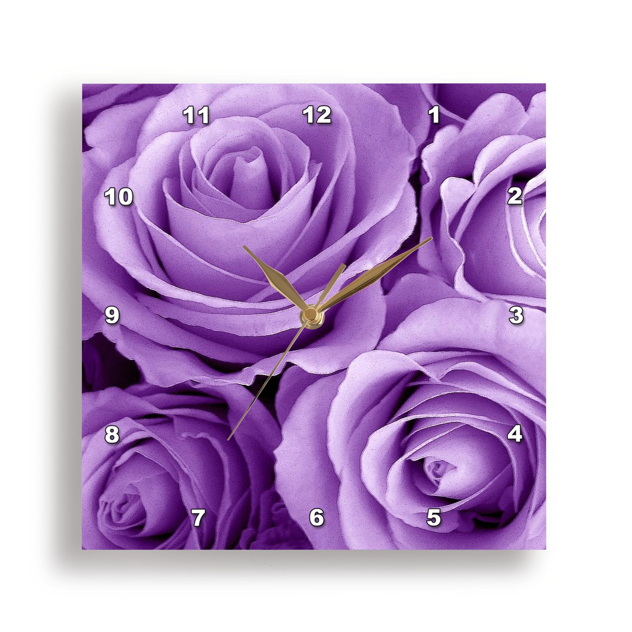 3dRose DPP_27564_2 Soft Lilac Purple Poses Bouquet-Wall Clock, 13 by 13-Inch