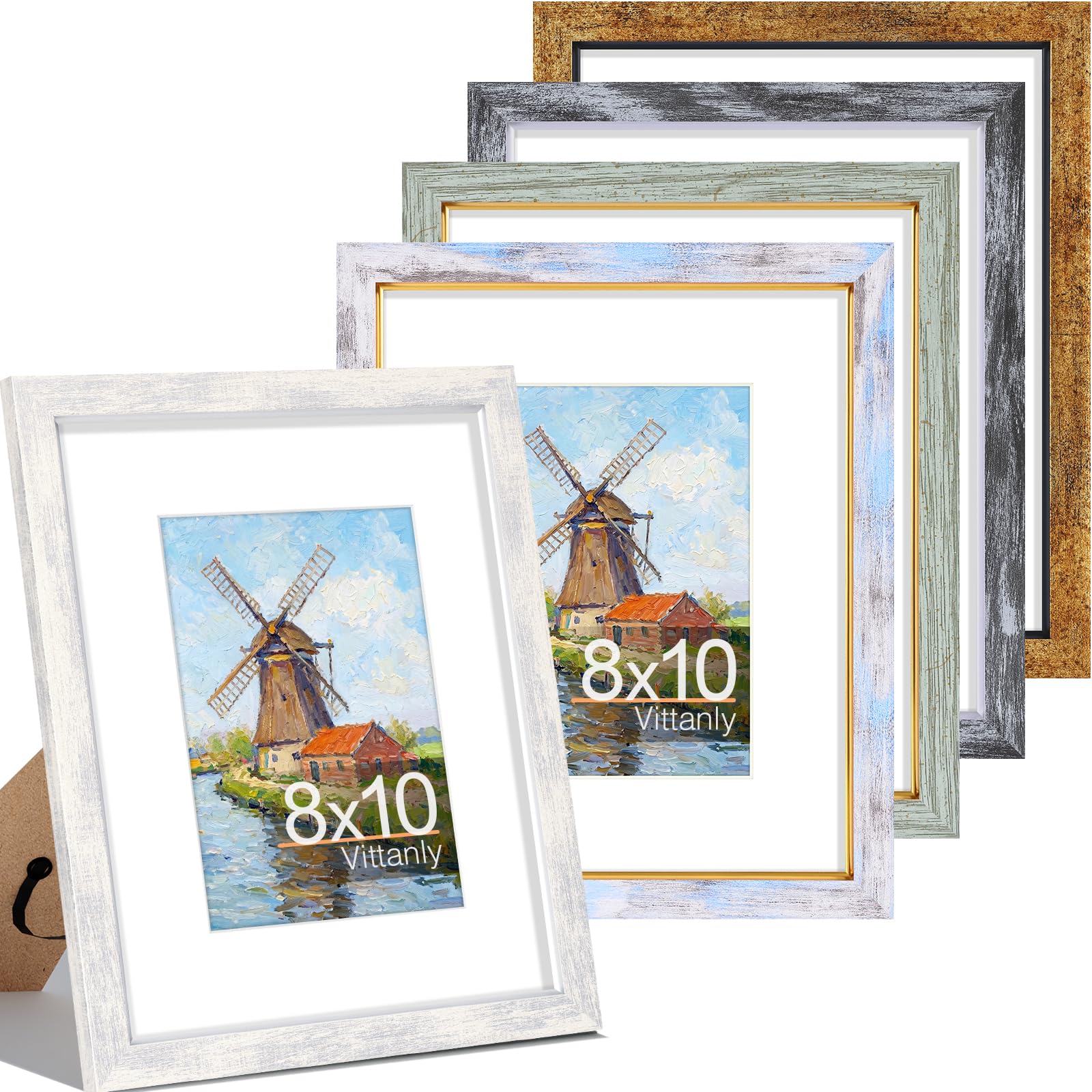 5-Pack 8x10 Multicolor Picture Frames with Mat