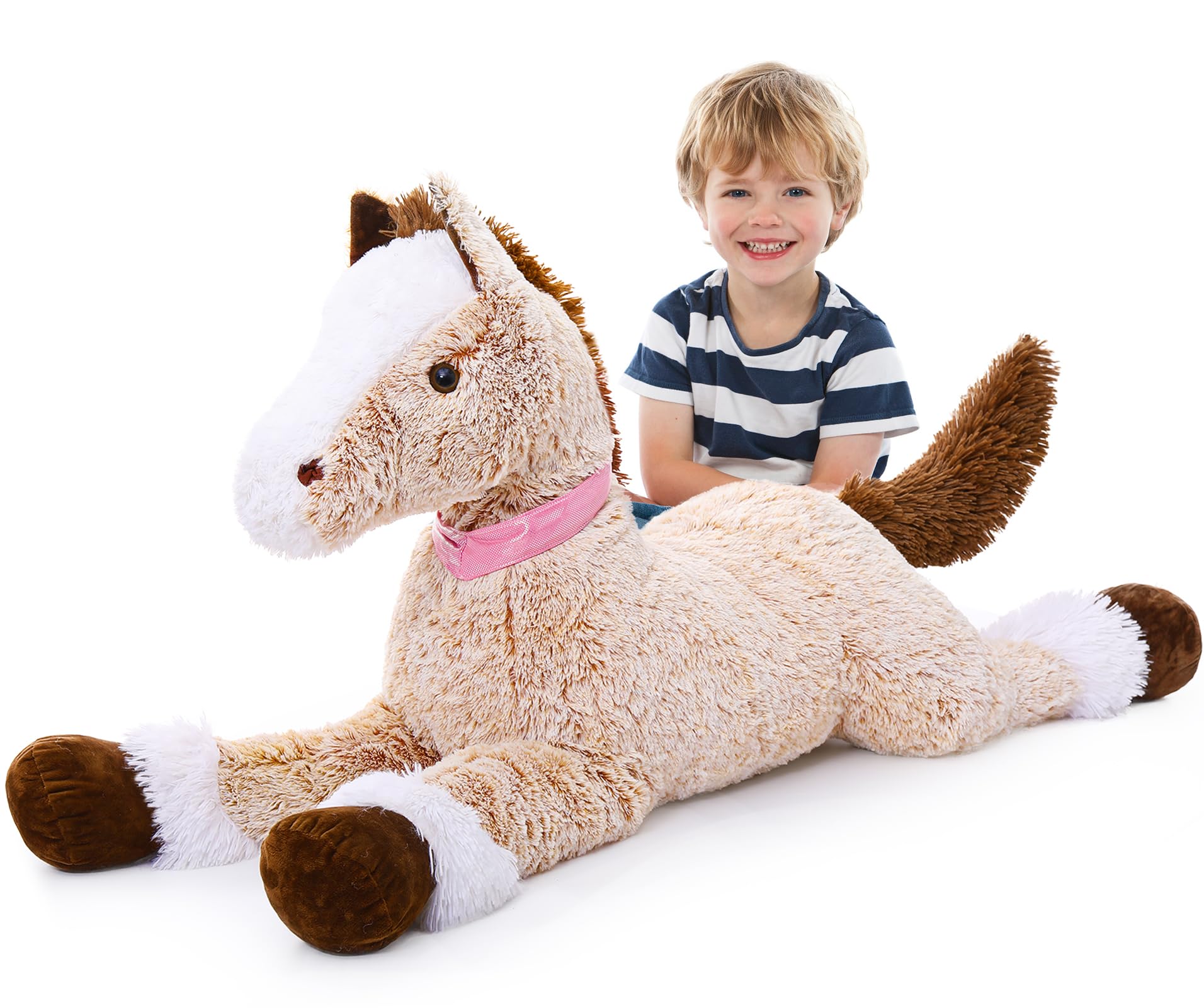 MaoGoLan Giant Horse Stuffed Animal, Large Horse Stuff Plush Toy for Girl Kid Boy, Realistic Stuffed Pony Plush Pillow Gifts for Birthday Party Favor Christmas Decor, 47 inches, Brown