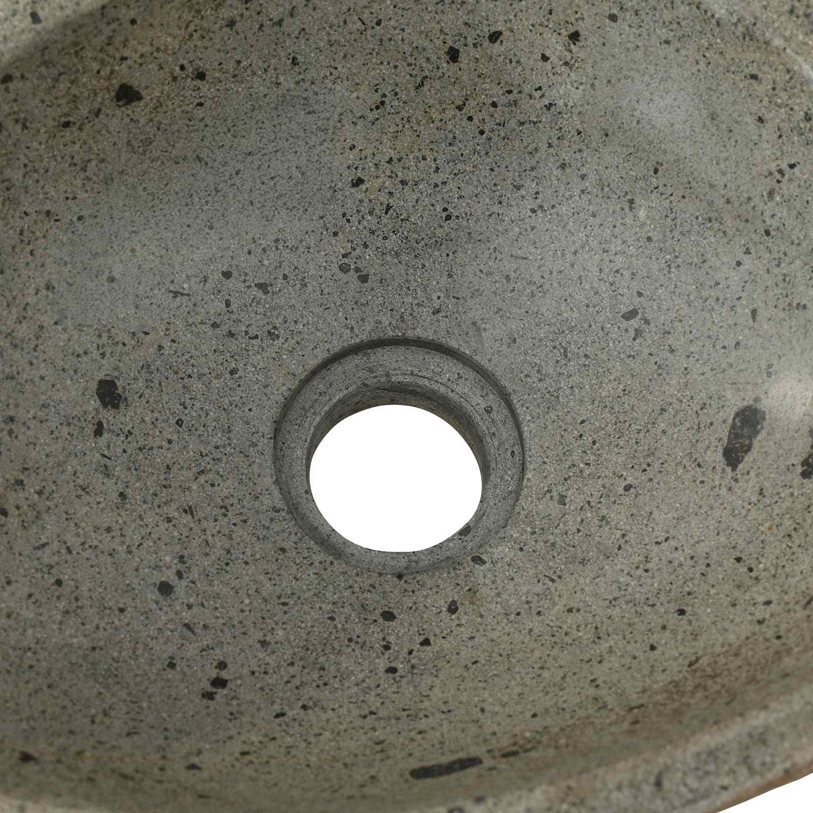 Lavabo in pietra di fiume, grigio chiaro, 30-37 cm x 25-30 cm x 12 cm, per bagno, lavandino a parete, salvaspazio, facile da pulire, con foro di scarico preforato, adatto per ristrutturazione