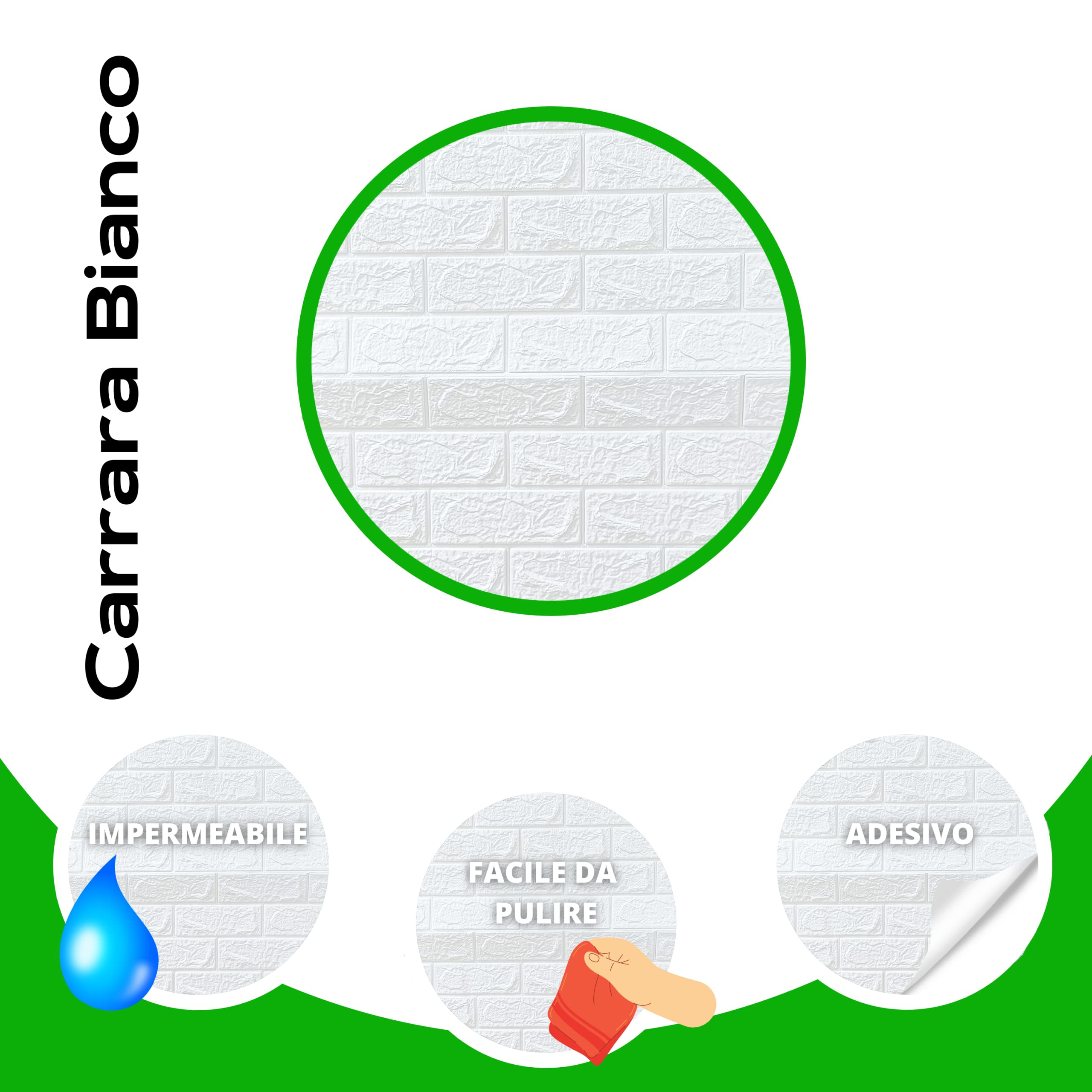 12 Piastrelle Adesive PVC Effetto Pietra 3D 60x77 Cm - Per Bagno E Cucina, Impermeabili, Autoadesive (totale 5.5 M²)
