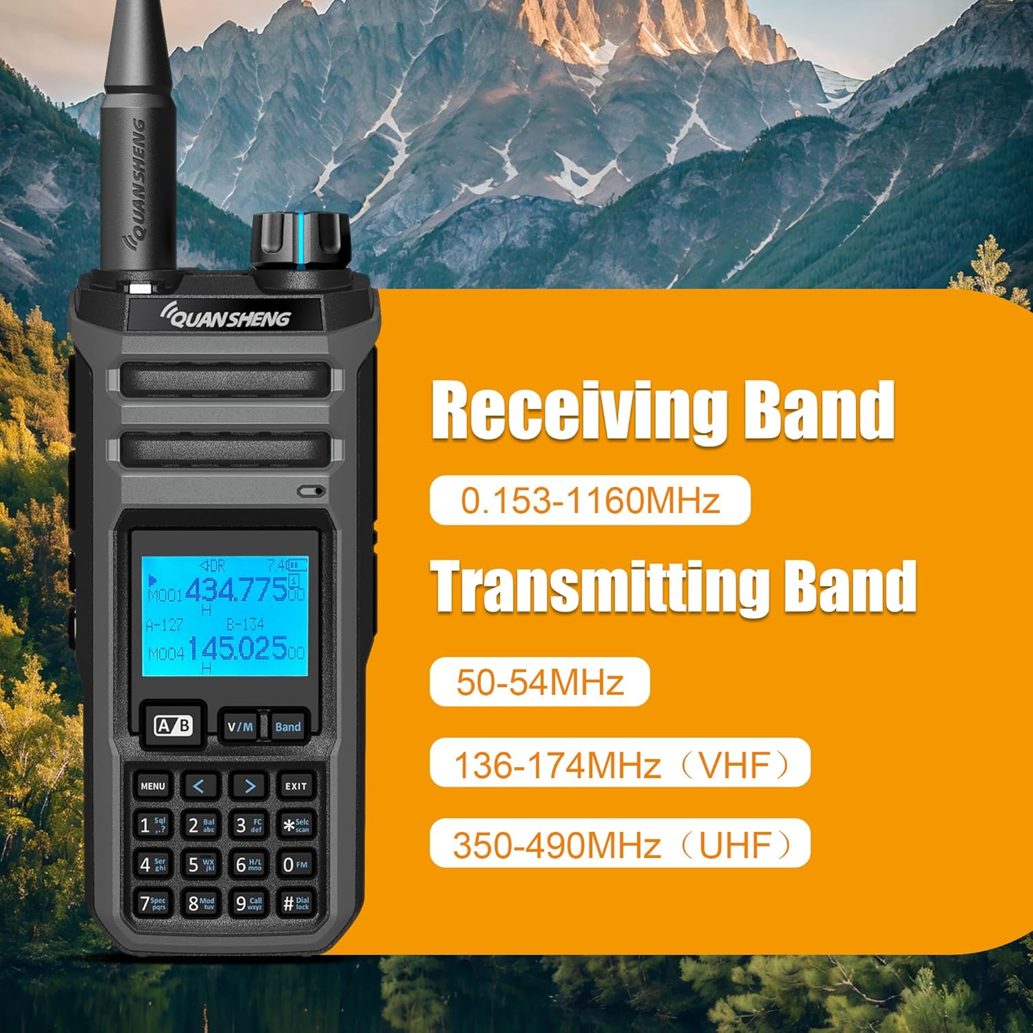 QuanSheng TK11(5) Two Way Radio Dual Band NOAA Weather 999 Channels 10W Flashlight Walkie Talkies Long Range Dual PTT Handheld Radio with Type-C Charging Cable 2500mAH Li-ion Battery and Charger