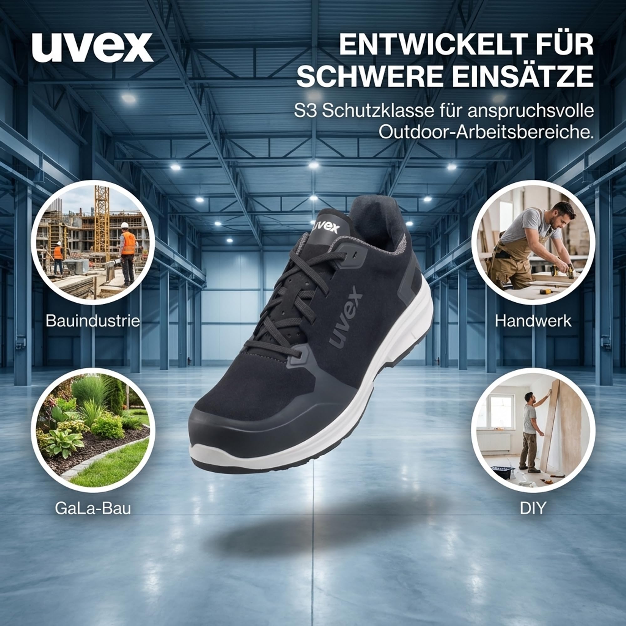 Uvex 1 Sport S3L Sicherheitsschuhe - Ultraleicht & sportlich, metallfrei, ESD-fähig, rutschfest (SR), durchtritthemmend, atmungsaktiv & ergonomisch