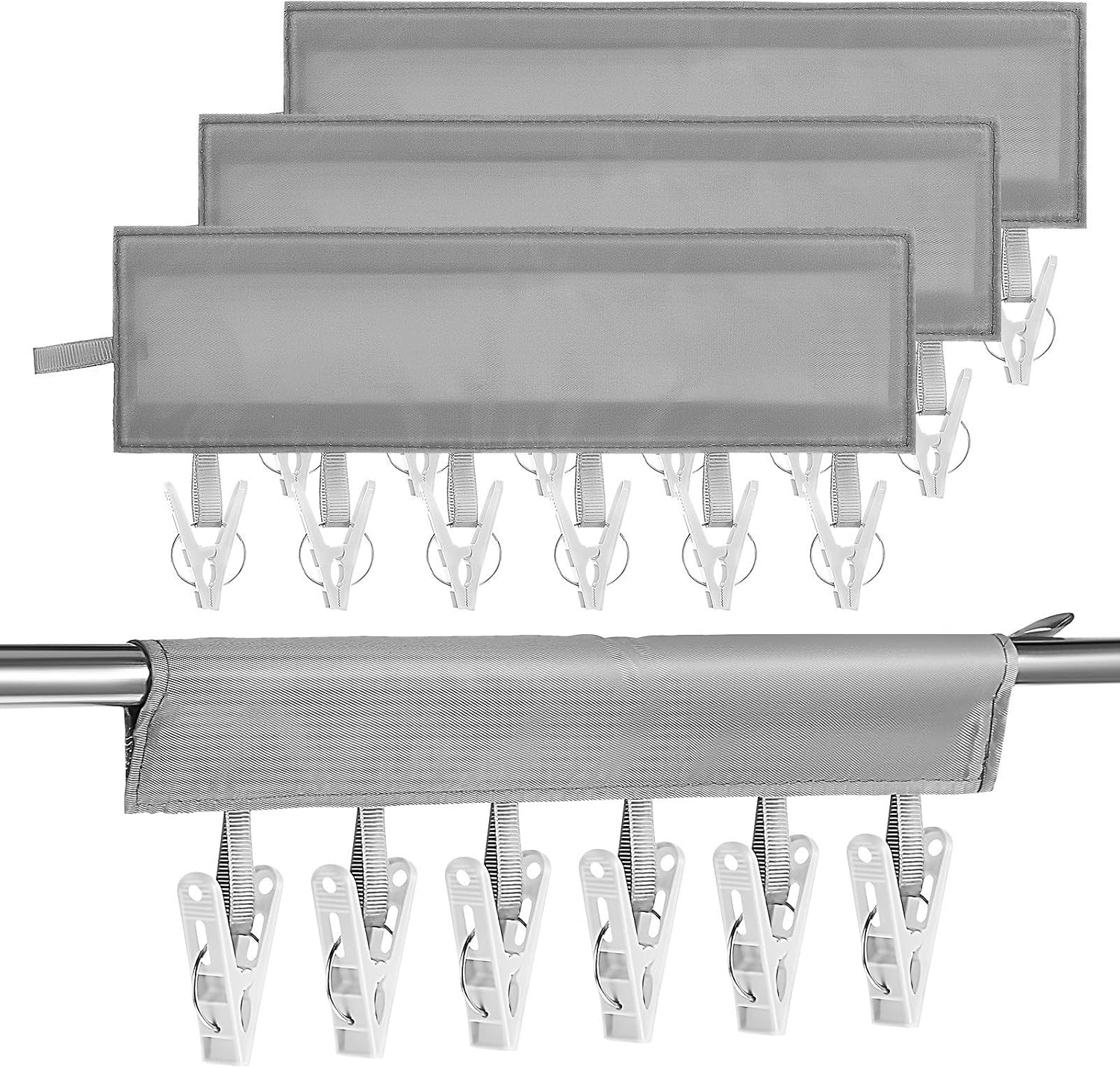 4pcs Clothes Drying Clips Cloth Foldable with Built-in Clips