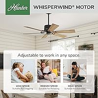Vista 5 de Hunter Gilrock 51817 - Ventilador de techo interior de 52 pulgadas, sin luz, 6 aspas, montaje estándar, para dormitorio, sala de estar o cocina