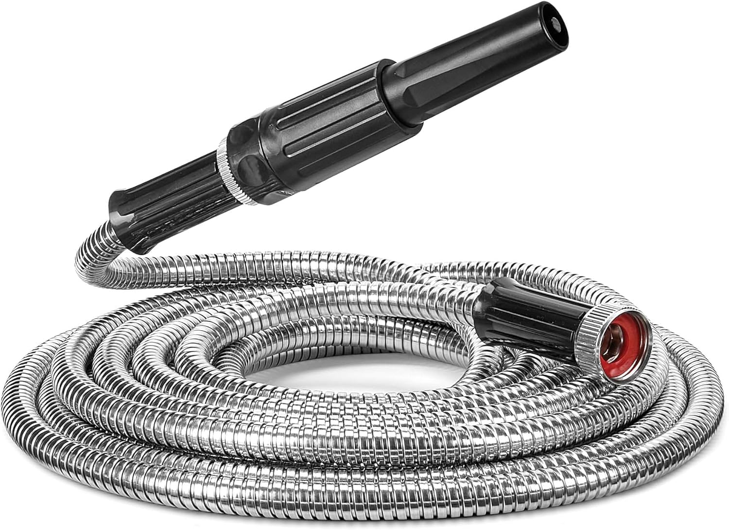 Heartland America Tornado Tools Stainless Steel Metal Garden Hose with Spray Nozzle Adapter, 100-Foot Length, Lead-Free