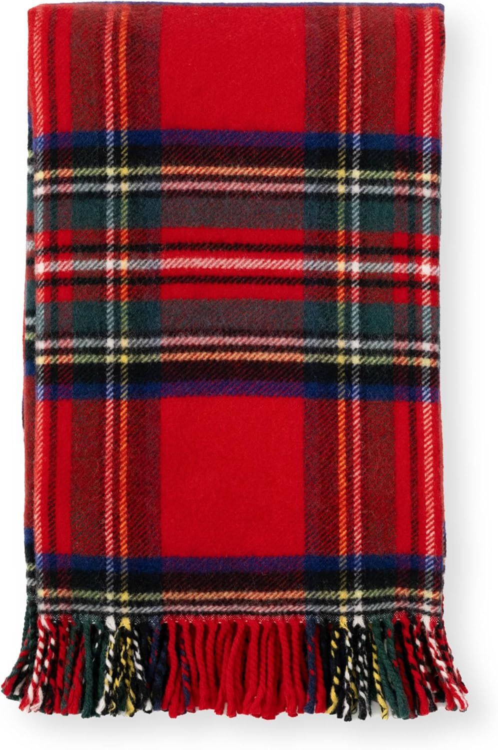 Hofdeco Premium Classic Holiday Decorative Throw Blanket 50"x70" Heavyweight 100% Ultra Fine Merino Wool Red Woven Royal Stewart Tartan Plaid