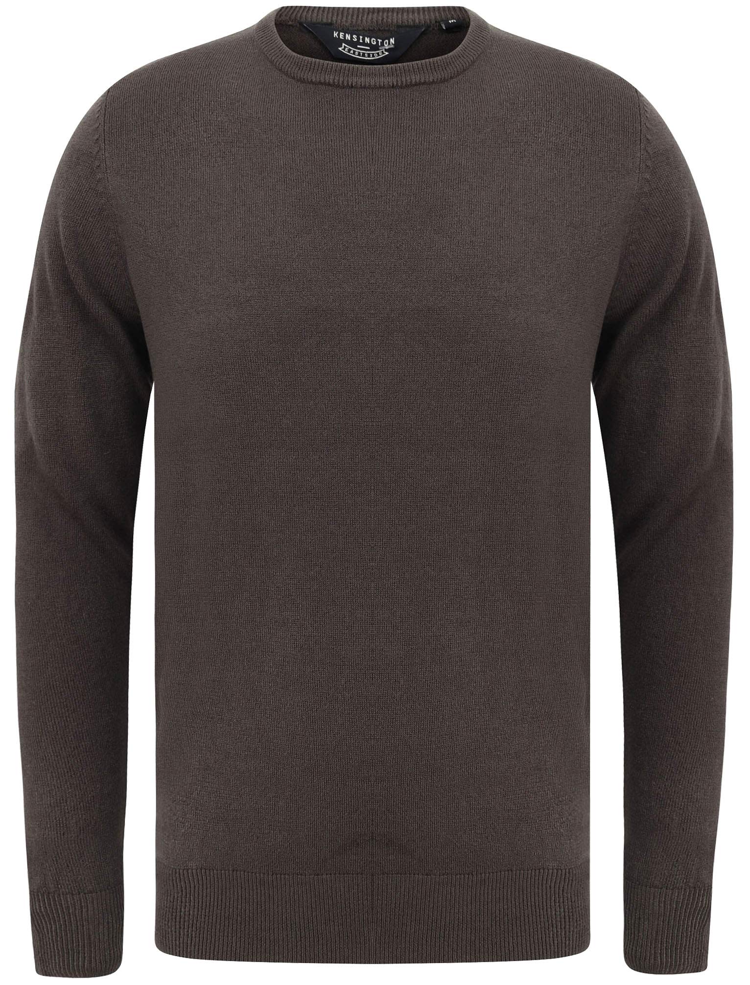 Kensington Eastside Badger Men's Crew Neck Knitted Jumper - Ebony Grey - XL