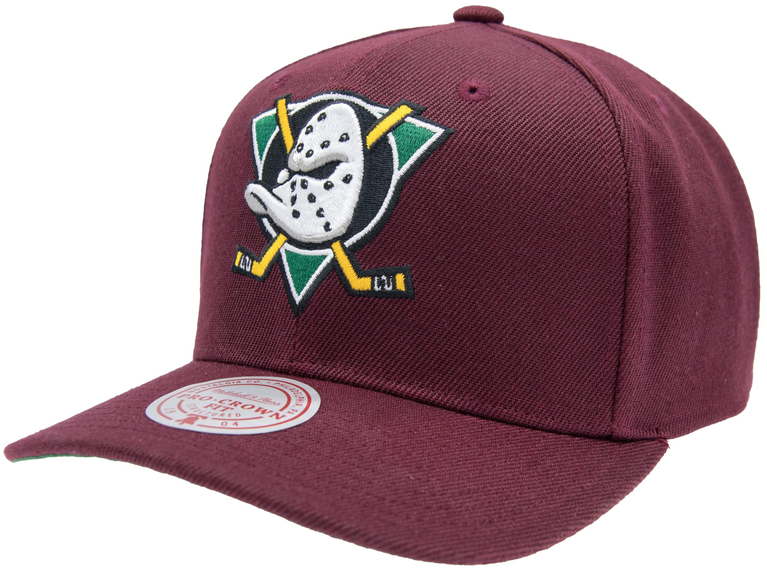 Mitchell & Ness NHL Team Ground 2.0 Pro Gorra de béisbol – Anaheim Ducks, Borgoña, cierre posterior ajustable (tamaño ajustable)