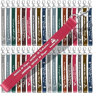 90 Pcs Christian Keychains Bulk Scripture Keychain Inspirational Religious Key Chains Polyester Bible Keyrings Bible Verse Church Gifts for Women Friend Strap Christian Party Favors