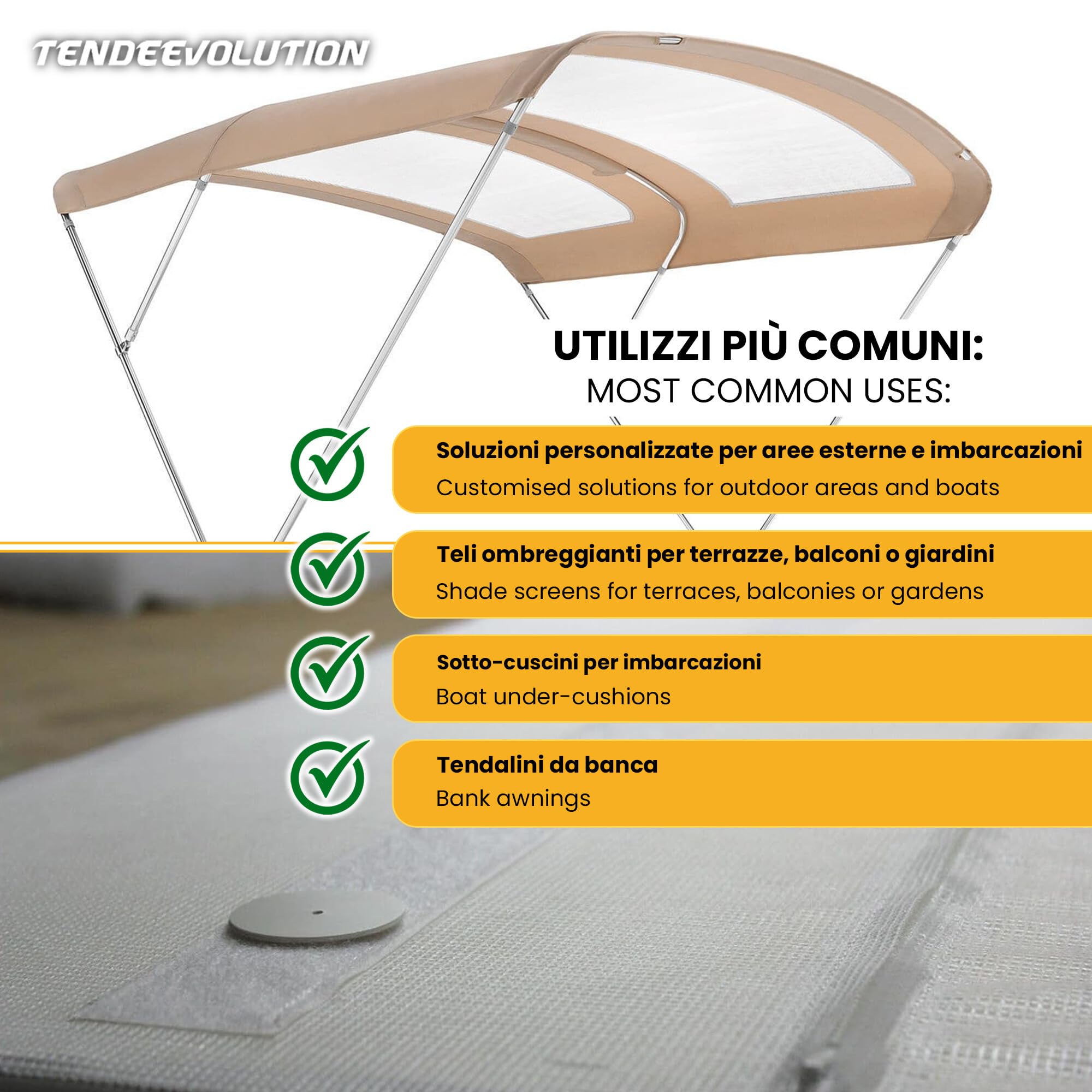 Rete Ombreggiante Nautica In Poliestere PVC - Bianco, Ignifuga, 3.20m Altezza, Al Metro