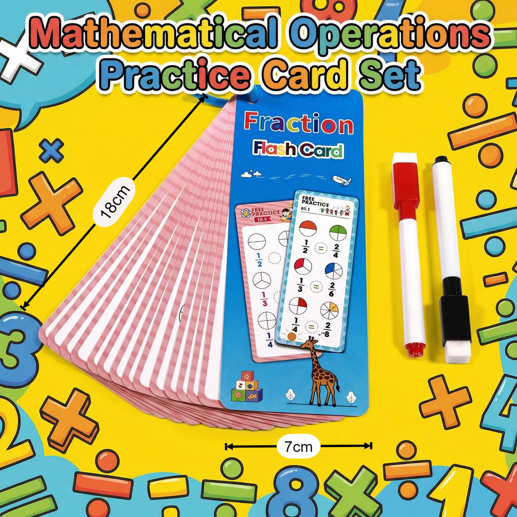 Fraction Practice Flashcards, Times Tables Flash Cards, Multiplication Tables, Division Flash Cards, Multicolored - Image 2