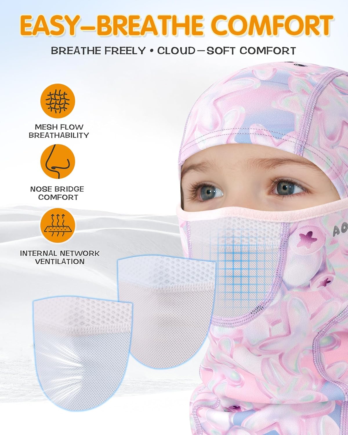 Kids Balaclava Ski Mask with Breathable Holes, Windproof Fleece Full Face Mask for Cold Weather Boys Girls - Image 3