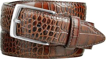 AE354 / A274 Genuine Full-Grain Cowhide Leather Dress Belt Nickel Finish Buckle 1-3/8''(35mm) Wide, 1"(25mm) Wide