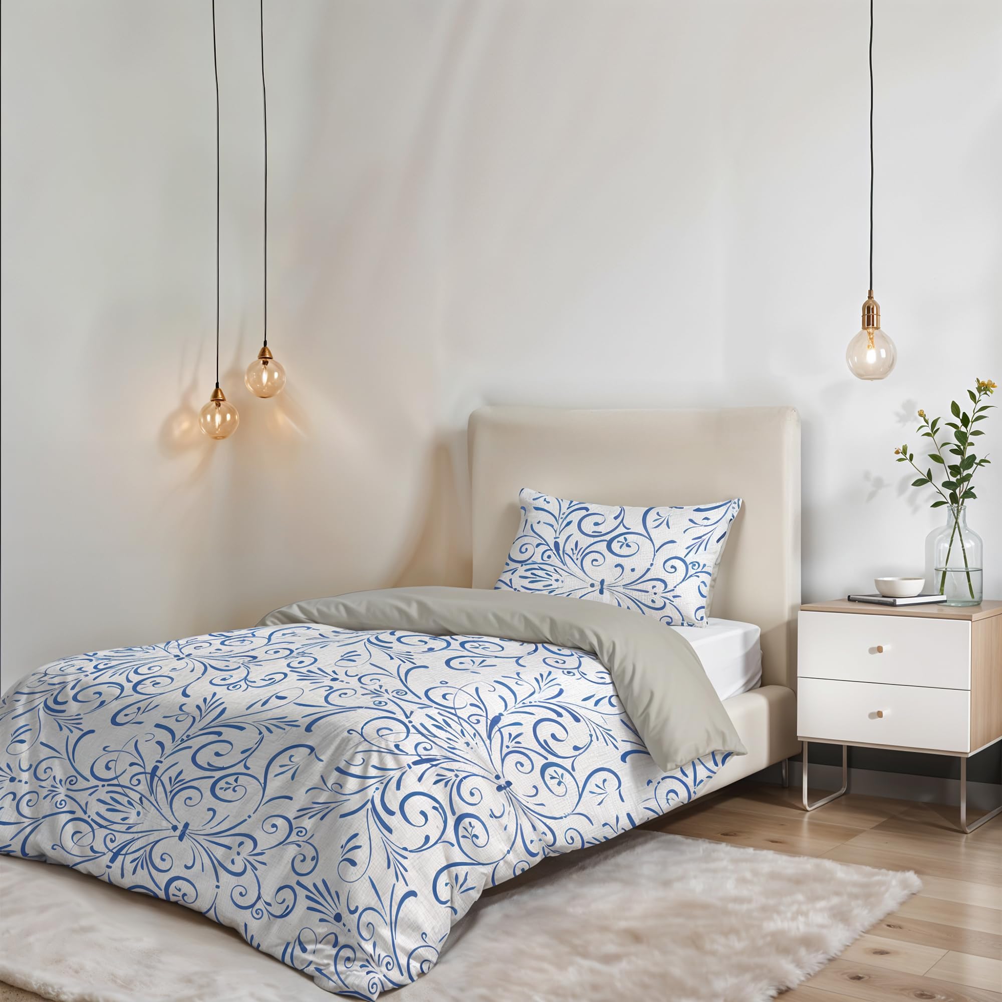 Italian Bed Linen Sogni e Capricci Fantasy Duvet Cover (Made in Italy), Microfiber, ornato tex, single