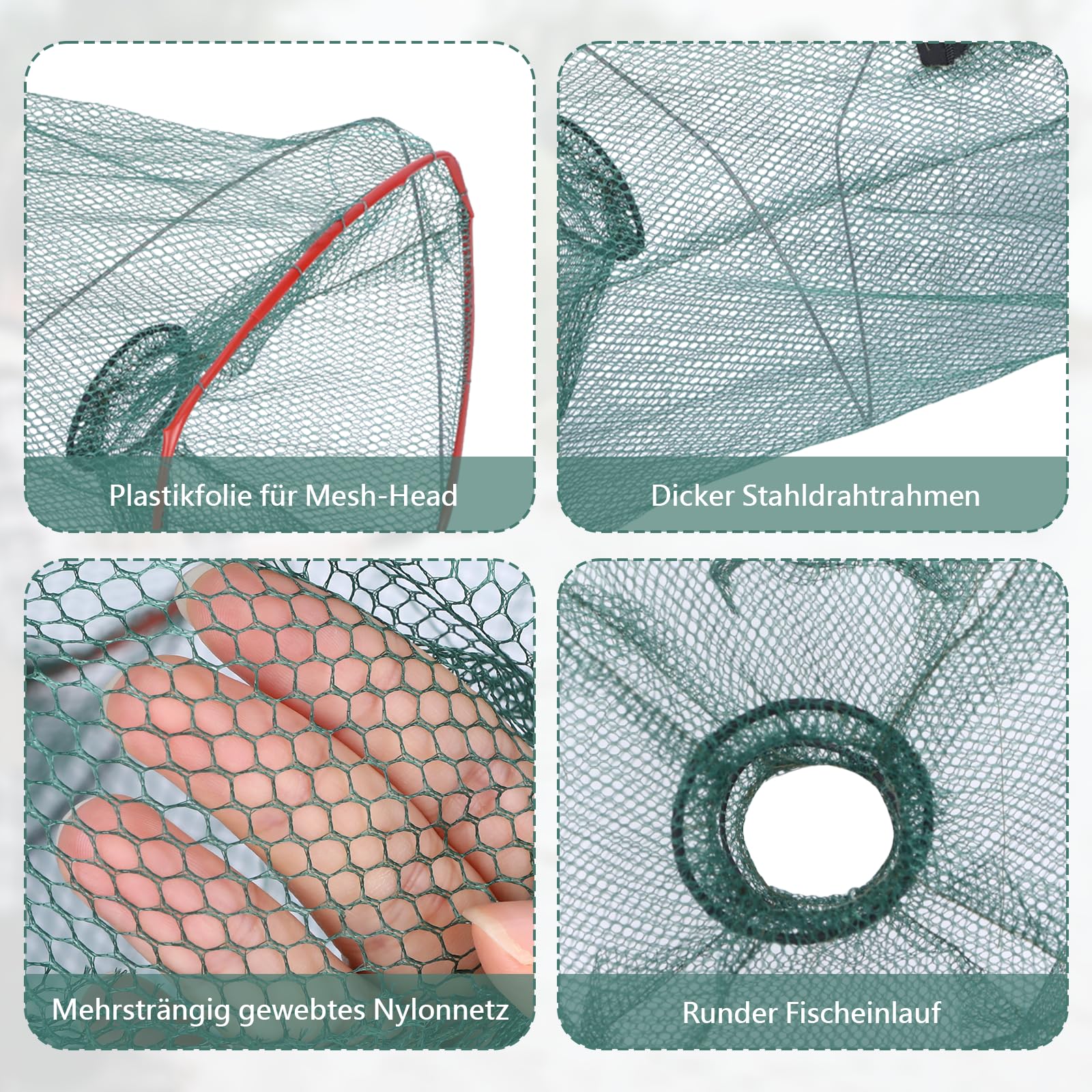 Lot de 4 filets à poissons, réussite à appât, pliable, pour filet de lancer pour la pêche, cage à crevettes simple et cage de pêche (46 x 22 x 22 cm)