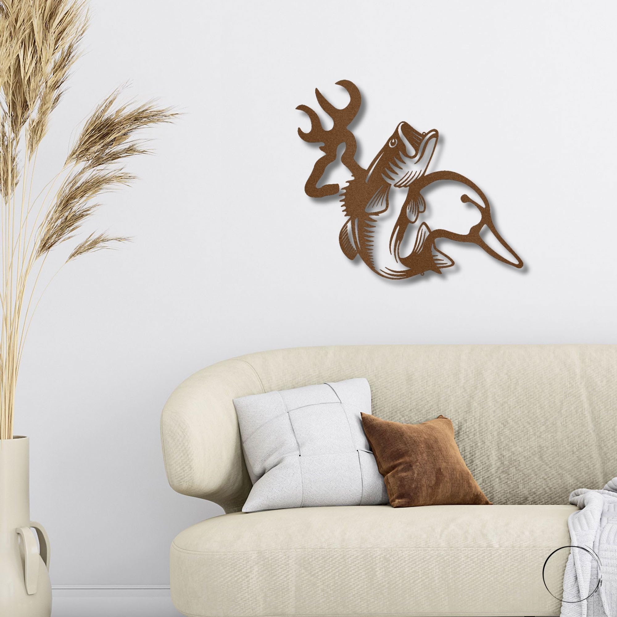 Wildlife Calling Fishing Deer Duck Hunting Metal Art Wall Sign Copper / 12