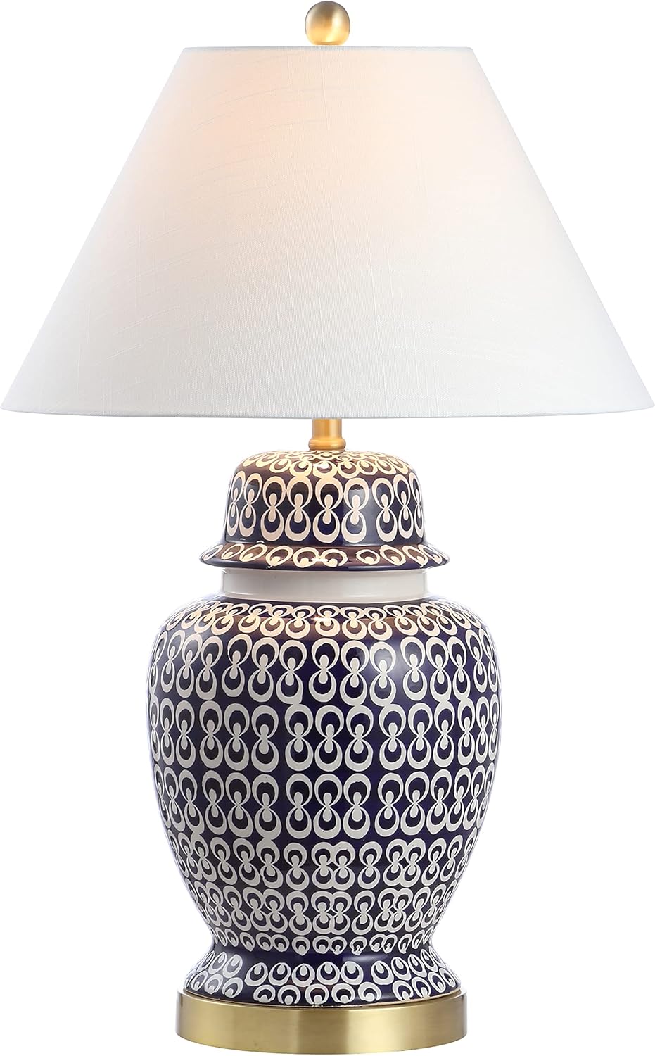 JONATHAN Y JYL6612A Tegola 28.5" Ceramic/Iron Coastal Modern LED Table Lamp Glam Contemporary Bedside Desk Nightstand Lamp for Bedroom Living Room Office College Bookcase, Blue,White