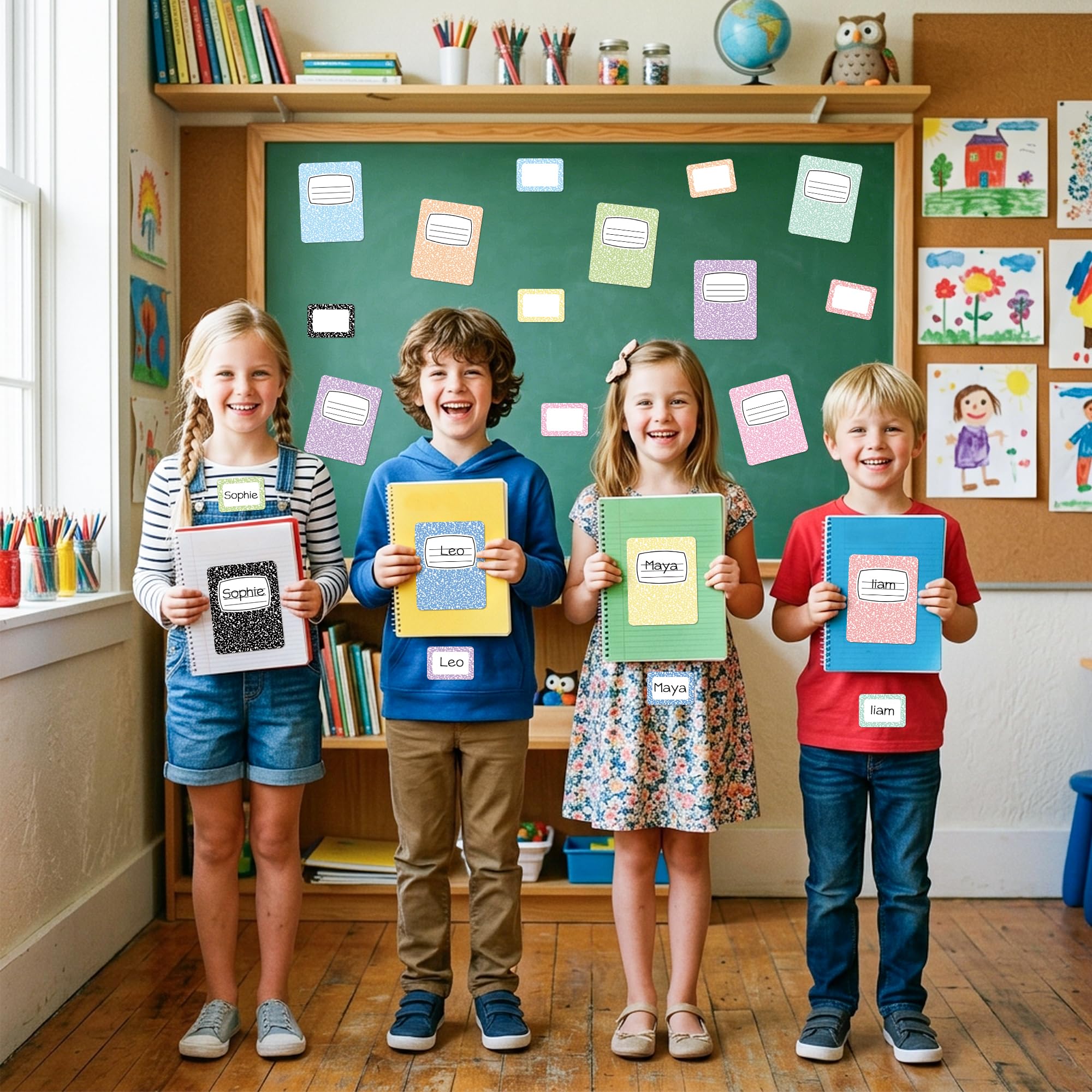 Set di 210 adesivi per il rientro a scuola e targhette con nome, etichette autoadesive per scrivania, libri colorati, decorazioni per bacheca, scuola, aula