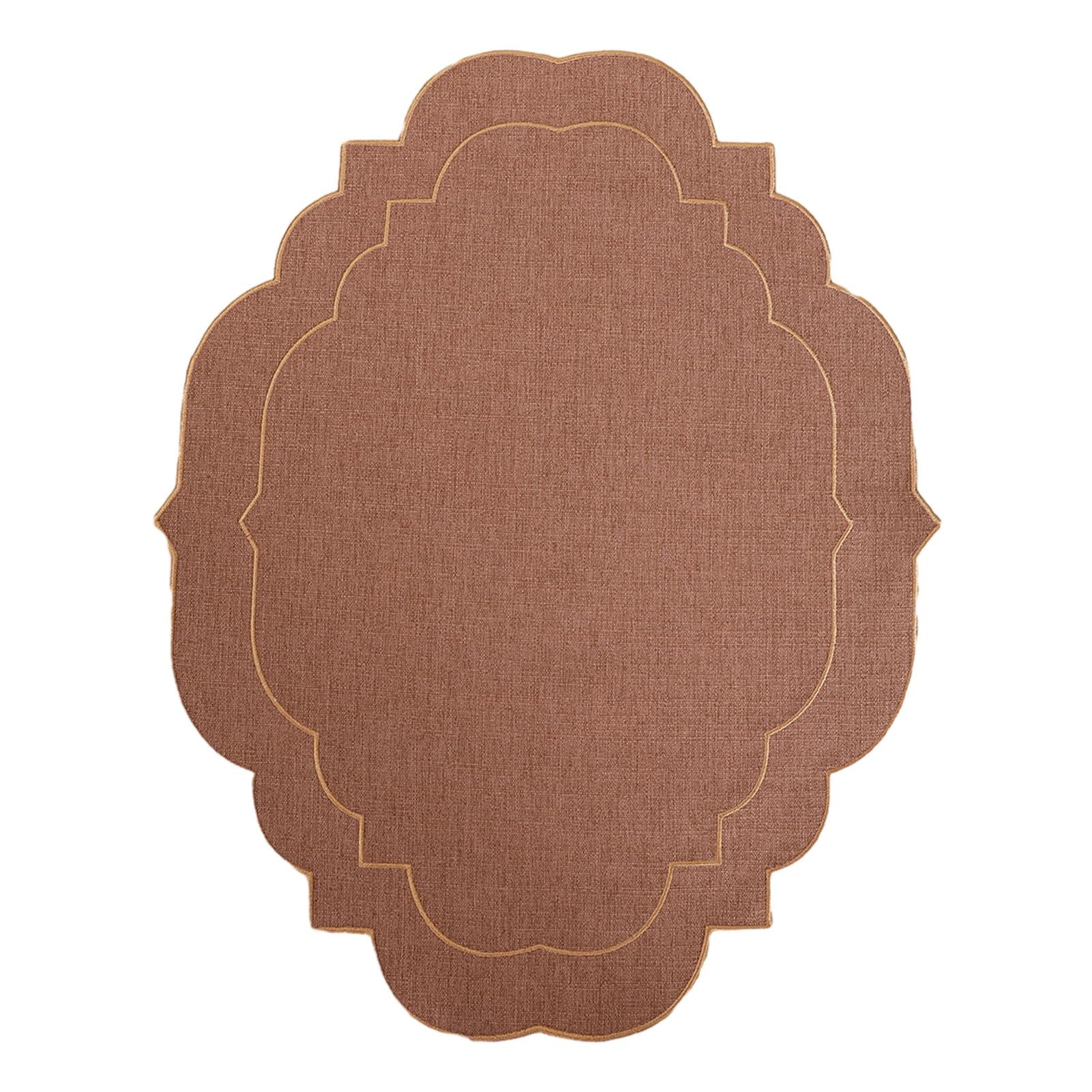 Virelynx Linen Placemats with Embroidery – Overlocking Dining Placemats Durable, Anti-Slip Table Protector for Hotel Restaurant Kitchen