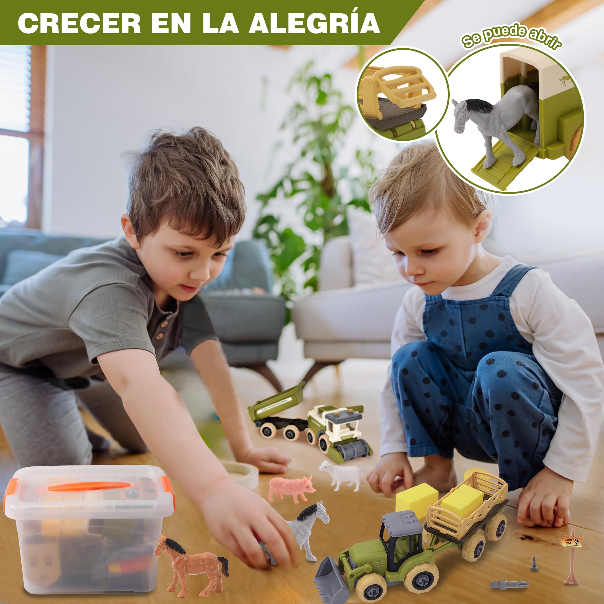 Herefun 29 Piezas Granja Tractor Juguete, Juego con Casa y Animales, Juguete Educativo para Niños 3-8 Años, Regalos de Cumpleaños