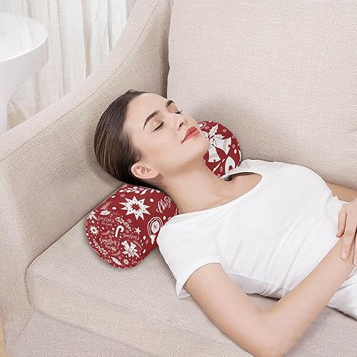 Miniatura 5 de Merry Christmas Bell Mistletoes Snowflakes Decorative Bolster Pillow Cervical Neck Roll Pillow Cover Round Pillow Cases for Cylinder Pillow Covers