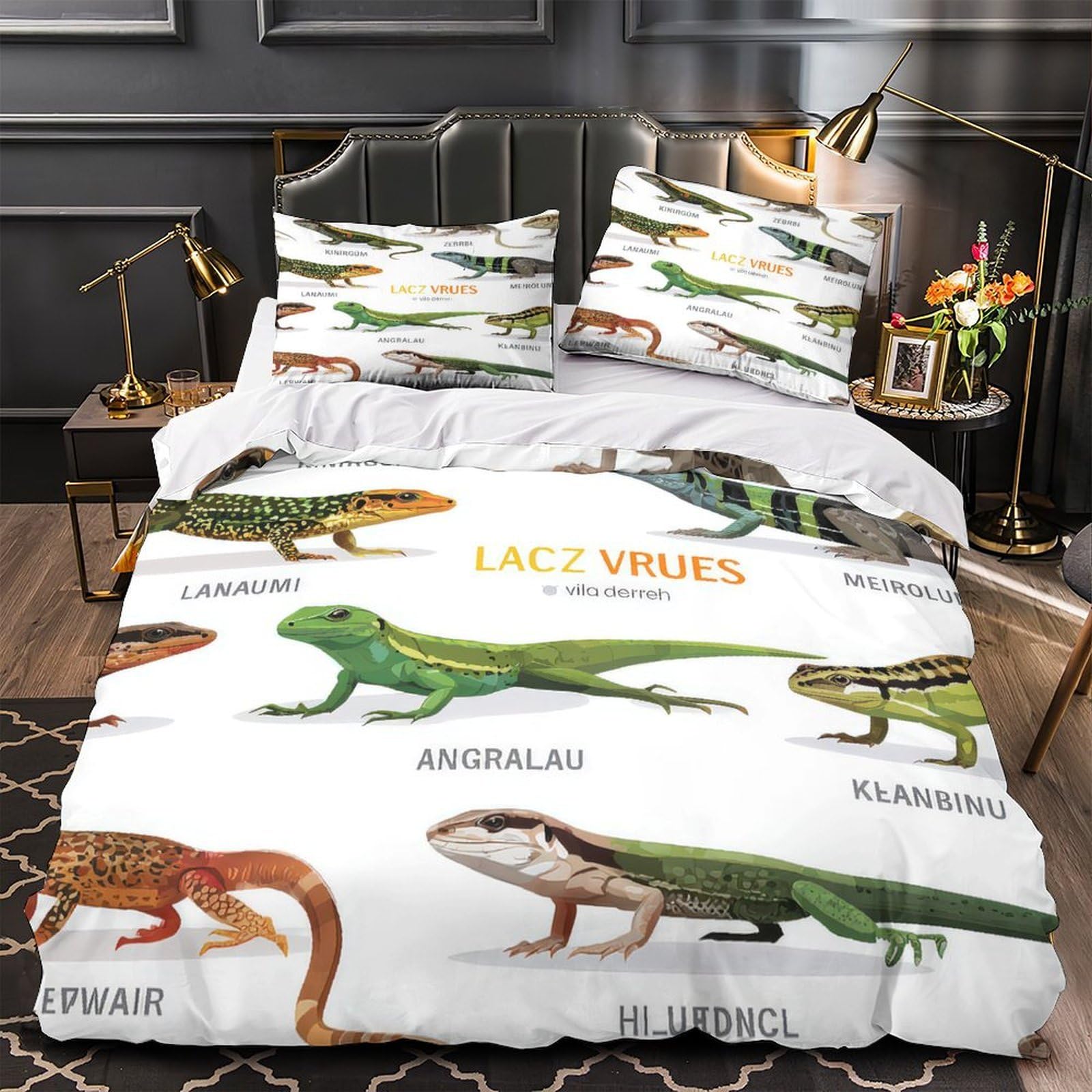 Lézards Housse de Couette Douce Finis les Draps Rêches Enfant 135x200