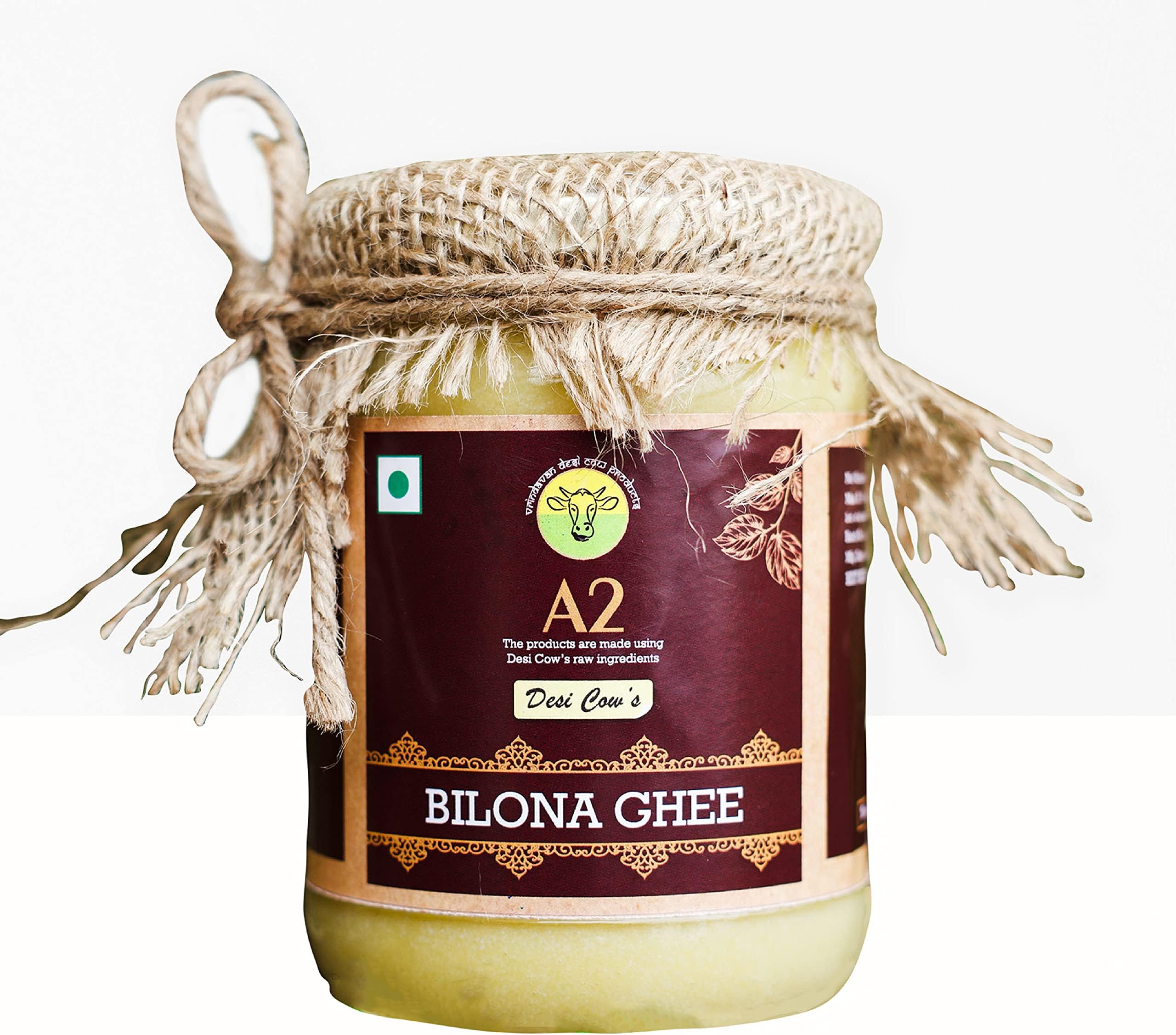 A2 Organics Ghee | Grass Fed Desi Cow's A2 Ghee (500ml) - Made Using Traditional Bilona Method | 100% Desi Gir Cow Ghee | Immunity Booster