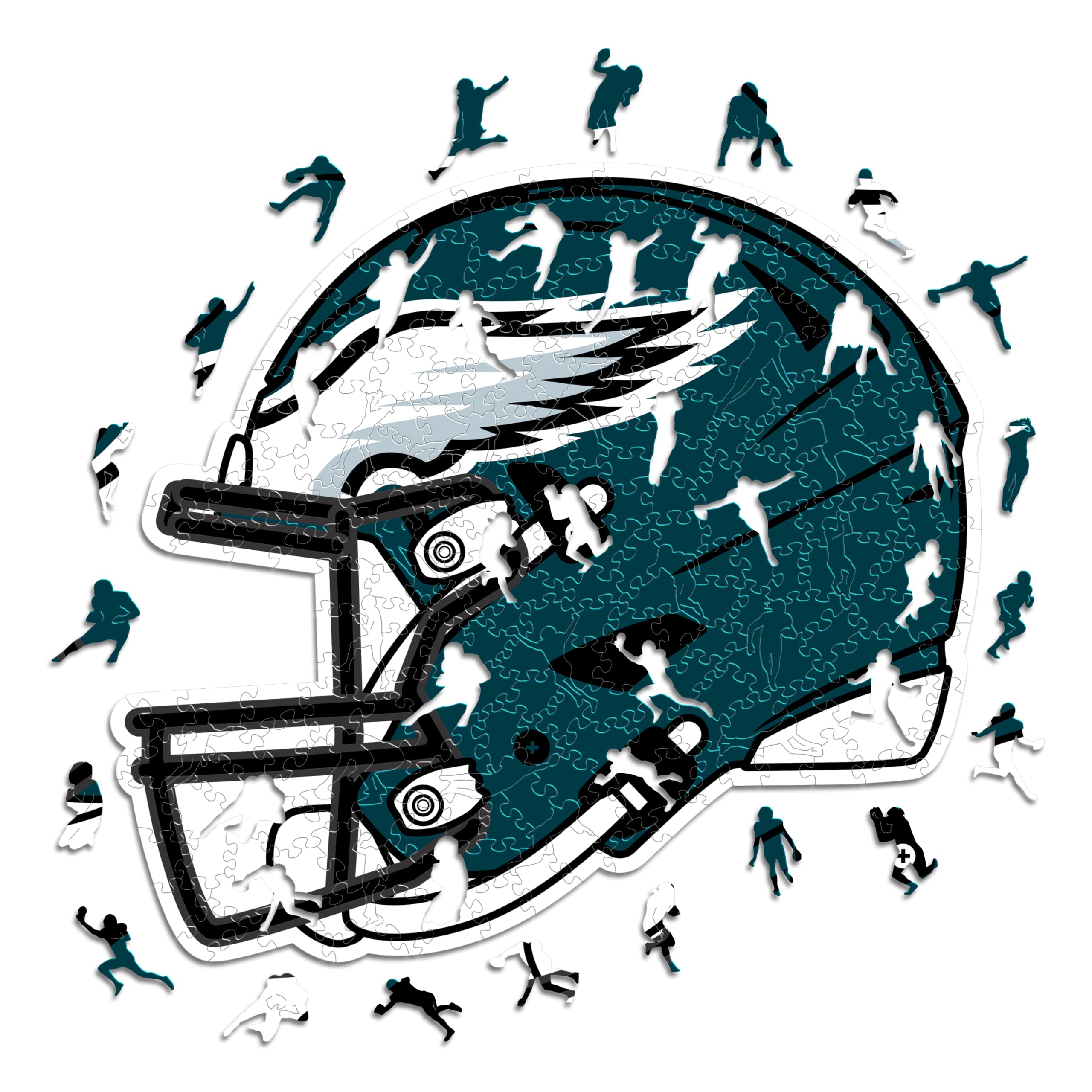 Iconic Puzzles, Philadelphia Eagles Helmet, Wooden Puzzle officially licensed NFL, 100% sustainable