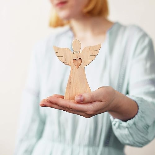 Miniatura 6 de Forest Decor - Figuras de ángel de la guarda de madera para inspirarse en el amor y la paz, estatua coleccionable de ángel de recuerdo – Decoración