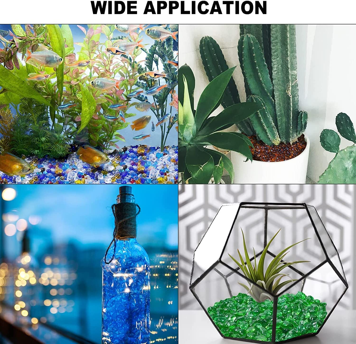 Keedolla Piedras de cristal de mar verde de 3 libras para acuario, grava pulida para pecera, piedras transparentes para pecera, piedras de vidrio coloridas para decoración de jarrones, acuario, grava,