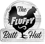 Bigtime Signs Fluffy Butt Hut Chicken Coop Sign - Funny Hen Decor for Yard or Barn - 12