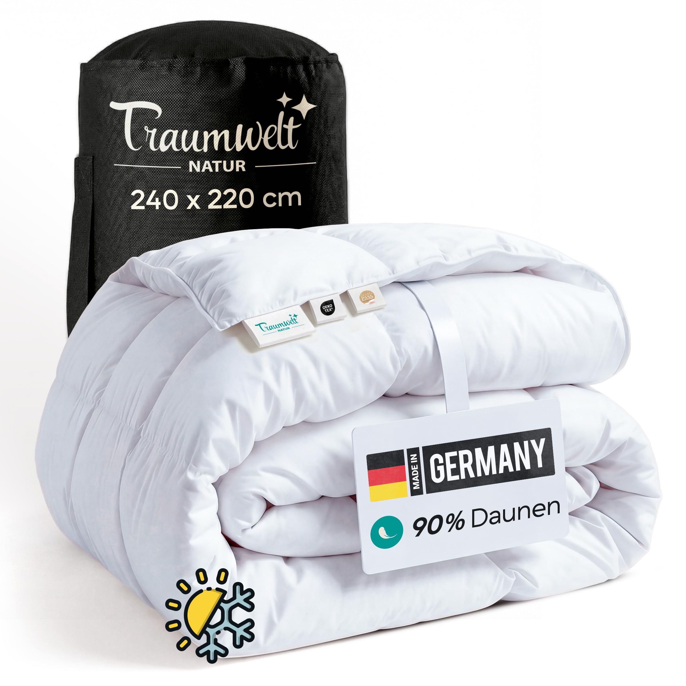 Couette fabriquée en Allemagne - 240 x 220 cm - 90 % duvet