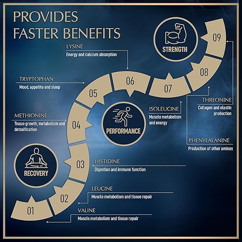 Miniatura 5 de Suplemento de aminoácidos esenciales para hombres y mujeres  Los 9 BCAAs EAA Suplementos Lisina, Triptófano, Isoleucina Formula  Perfecto
