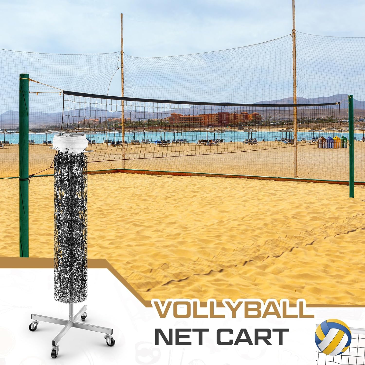 Duraaamo Volleyball Net Storage Rack Volleyball Net Holder Holds 1 Standard Network Storing Equipment with Wheels Setter Training Rack Using Minimal Floor Space
