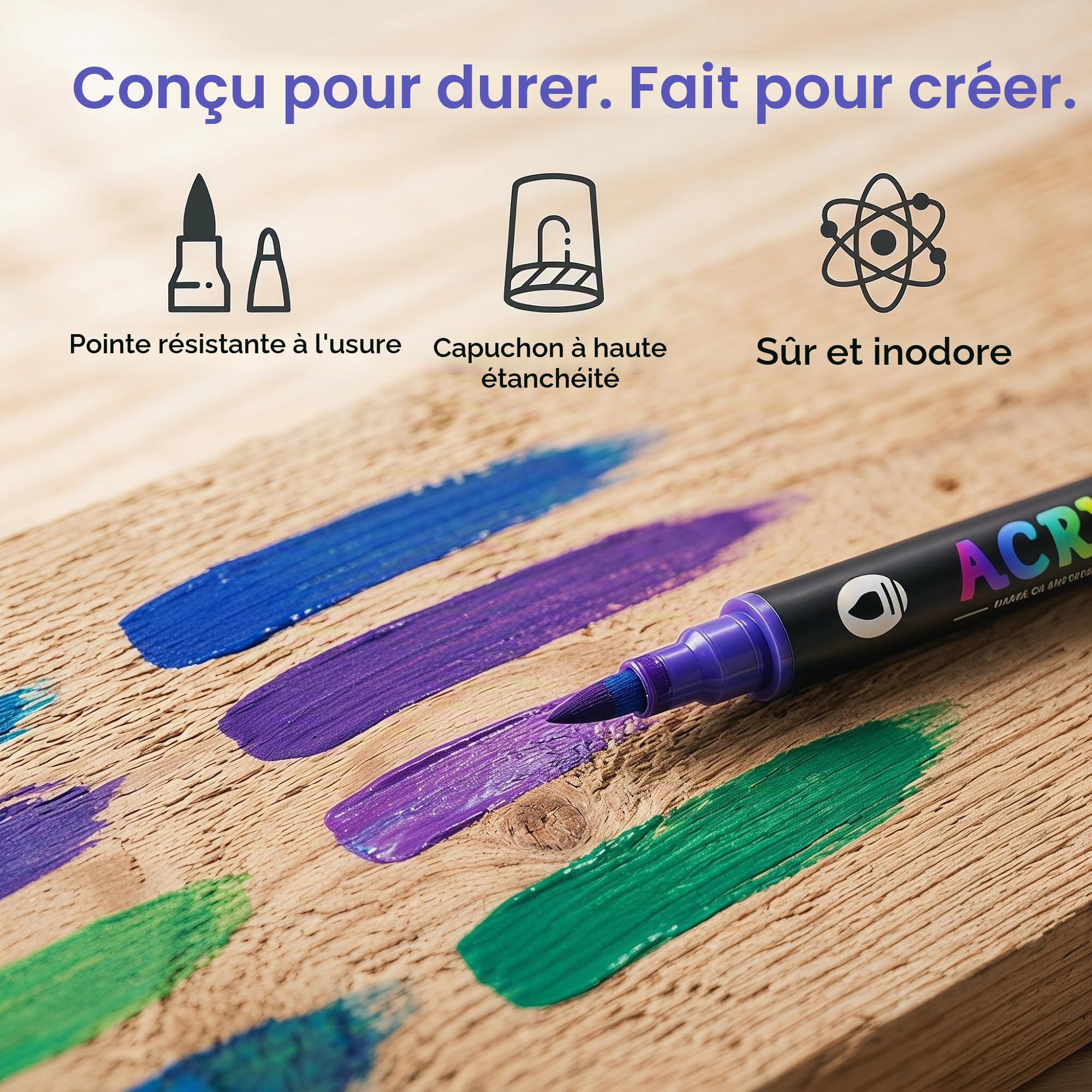 L'acryl'art - Coffret De Feutres Acryliques 168, L'acryl'art Coloriage Séchage Rapide Anti-Taches, Feutre Acrylique Coloriage Magique, Acrylic Marker Pour Pierres œU.S Bois Plastique Verre (168)