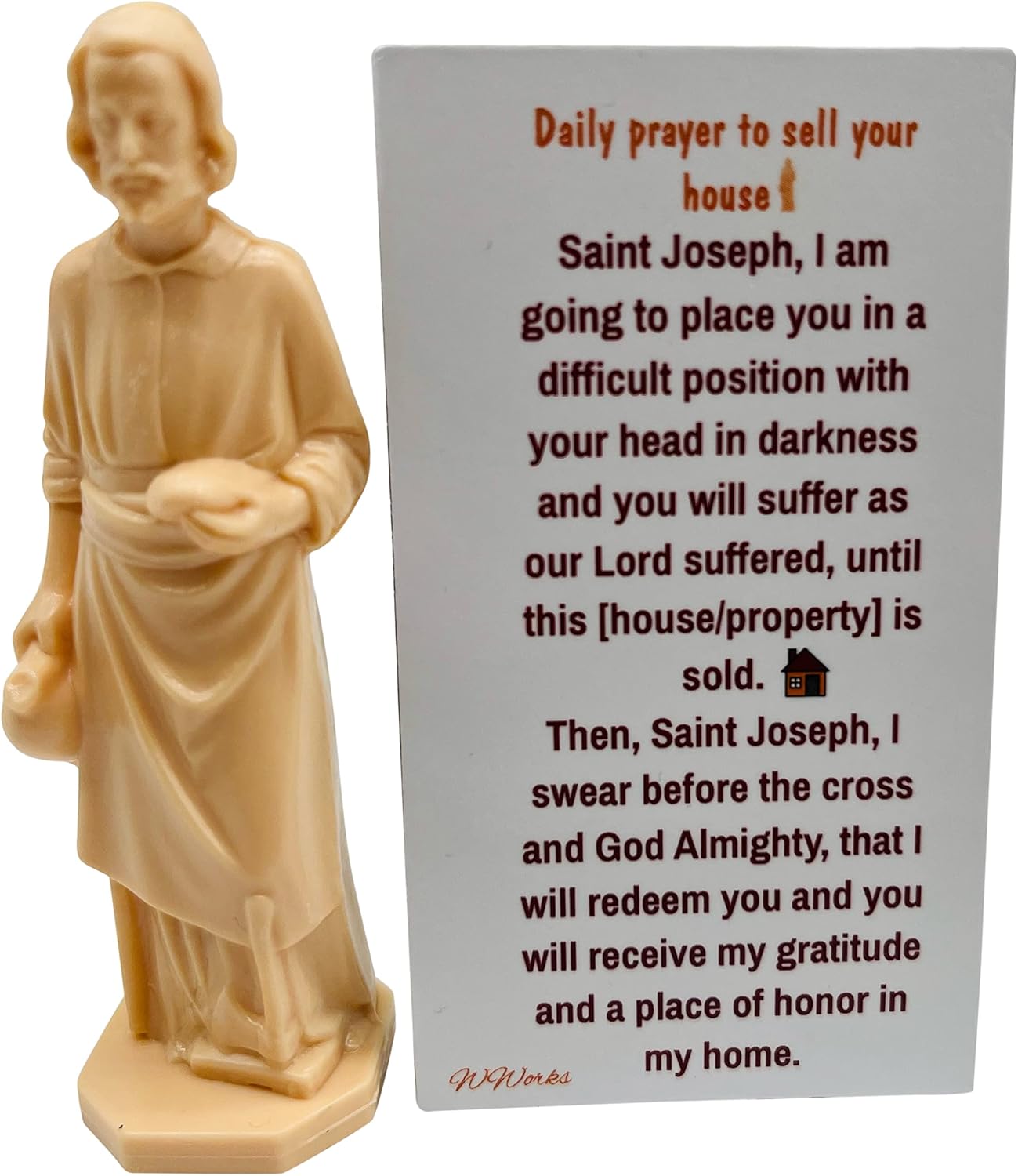 St Joseph Home Seller Kit with Magnetic Holy Card for Fridge Daily Novena Prayer Magnet with Saint Statue and Instructions