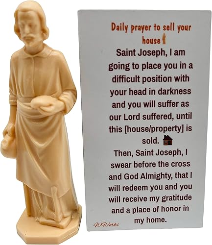 St Joseph Home Seller Kit with Magnetic Holy Card for Fridge Daily Novena Prayer Magnet with Saint Statue and Instructions