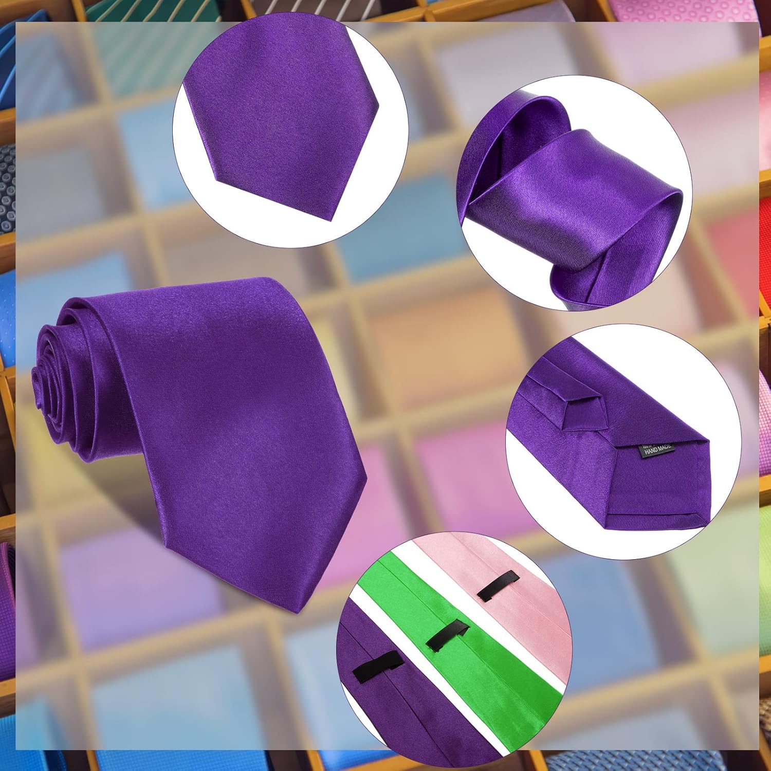 Tarpop 40 Pieces Men's Solid Ties Pure Color Ties Set Classic Men Formal Business Necktie for Formal and Casual Occasions, Assorted Colors