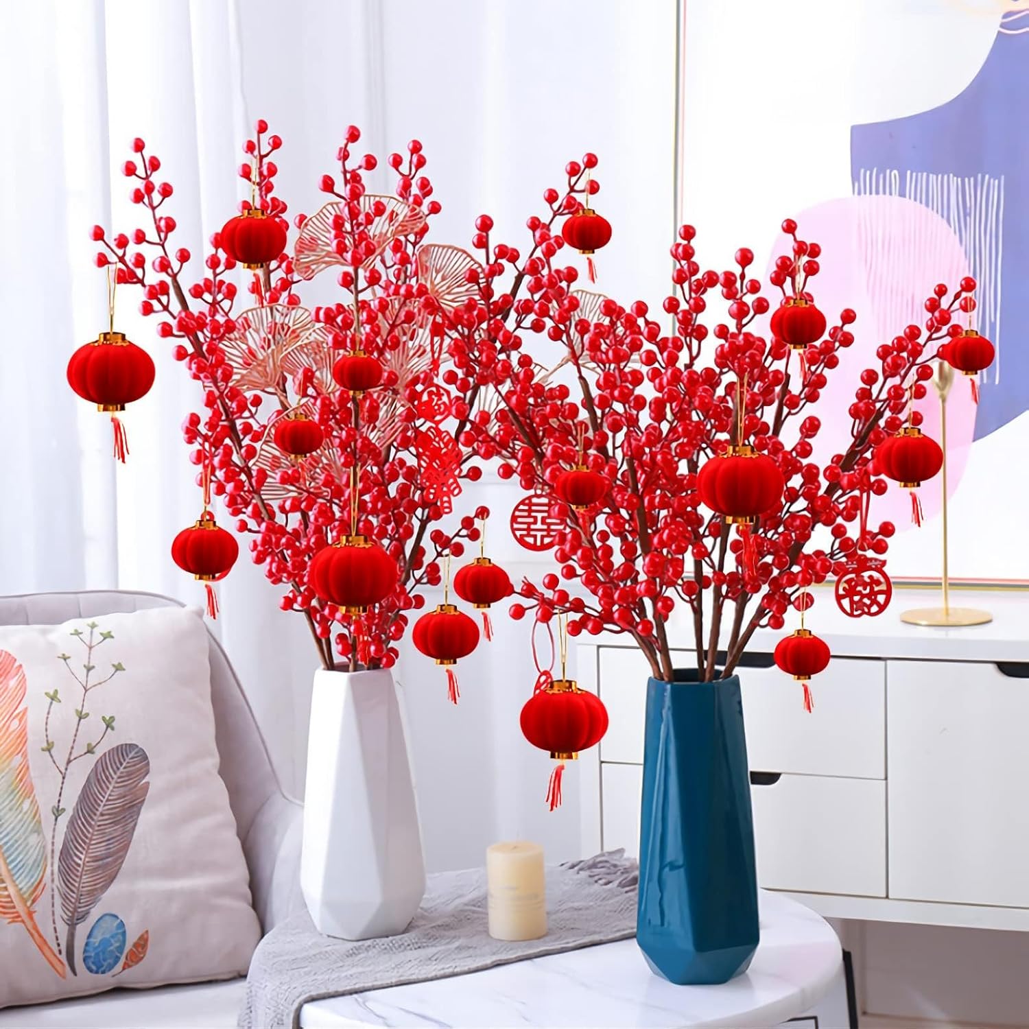 Red Lantern for Chinese New Year- 30 Pcs Decorative Mini Lanterns for Spring Festival and Lantern Festival, Decor for China Town,Home,Office and Shop, Ornaments for Bonsai, Plant (4#) - Image 5