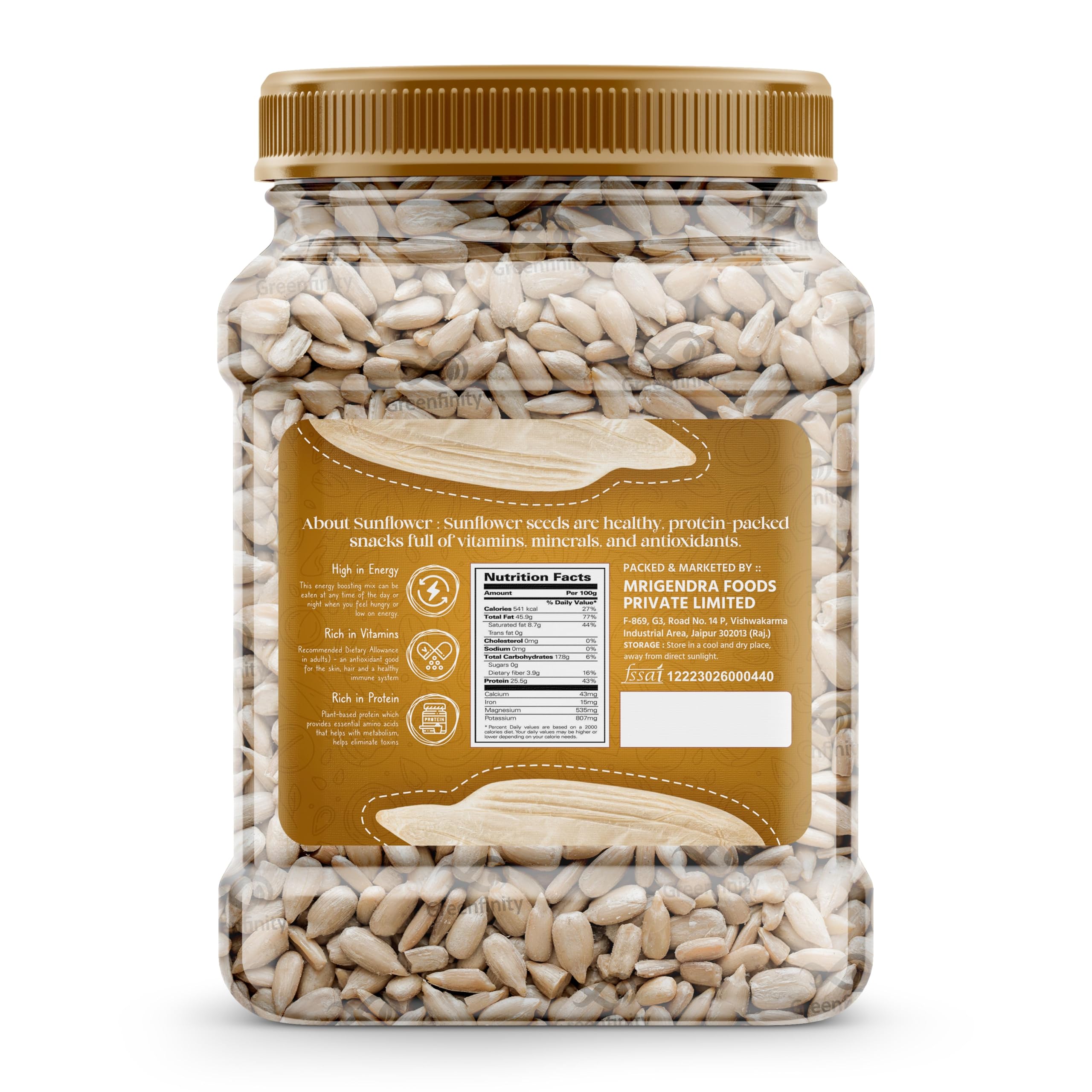 Greenfinity Raw Sunflower Seeds 1kg (500g x 2) | 100% Natural, High Protein, Fiber & Antioxidants | Healthy Snack for Weight Management & Immunity | Vegan, Non-GMO, No Preservatives - Image 2 thumbnail