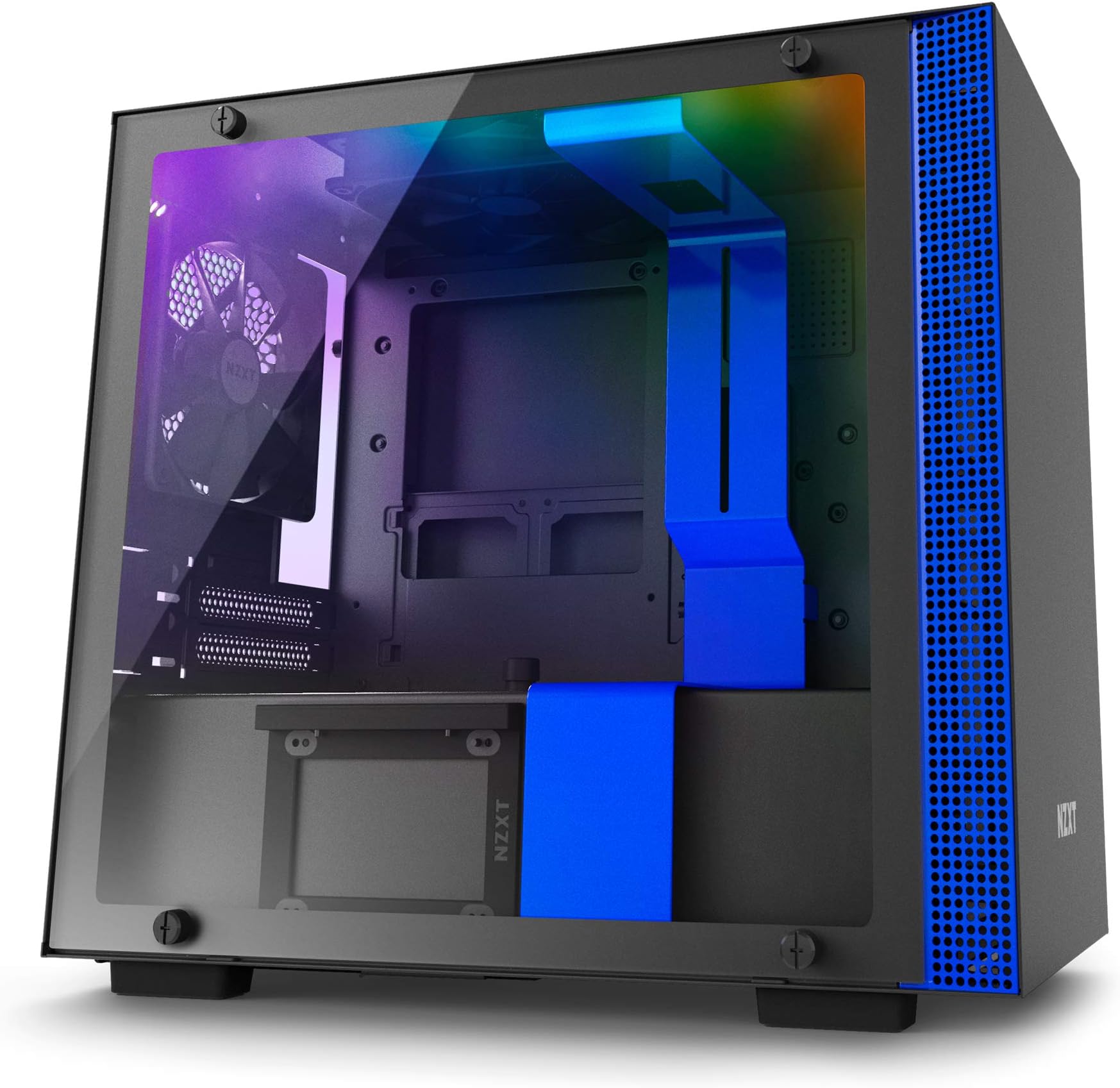 NZXT H200i - Mini-ITX PC Gaming Case - CAM-Powered Smart Device - Tempered Glass Panel - Water-Cooling Ready - Black/Blue - 2018 Version