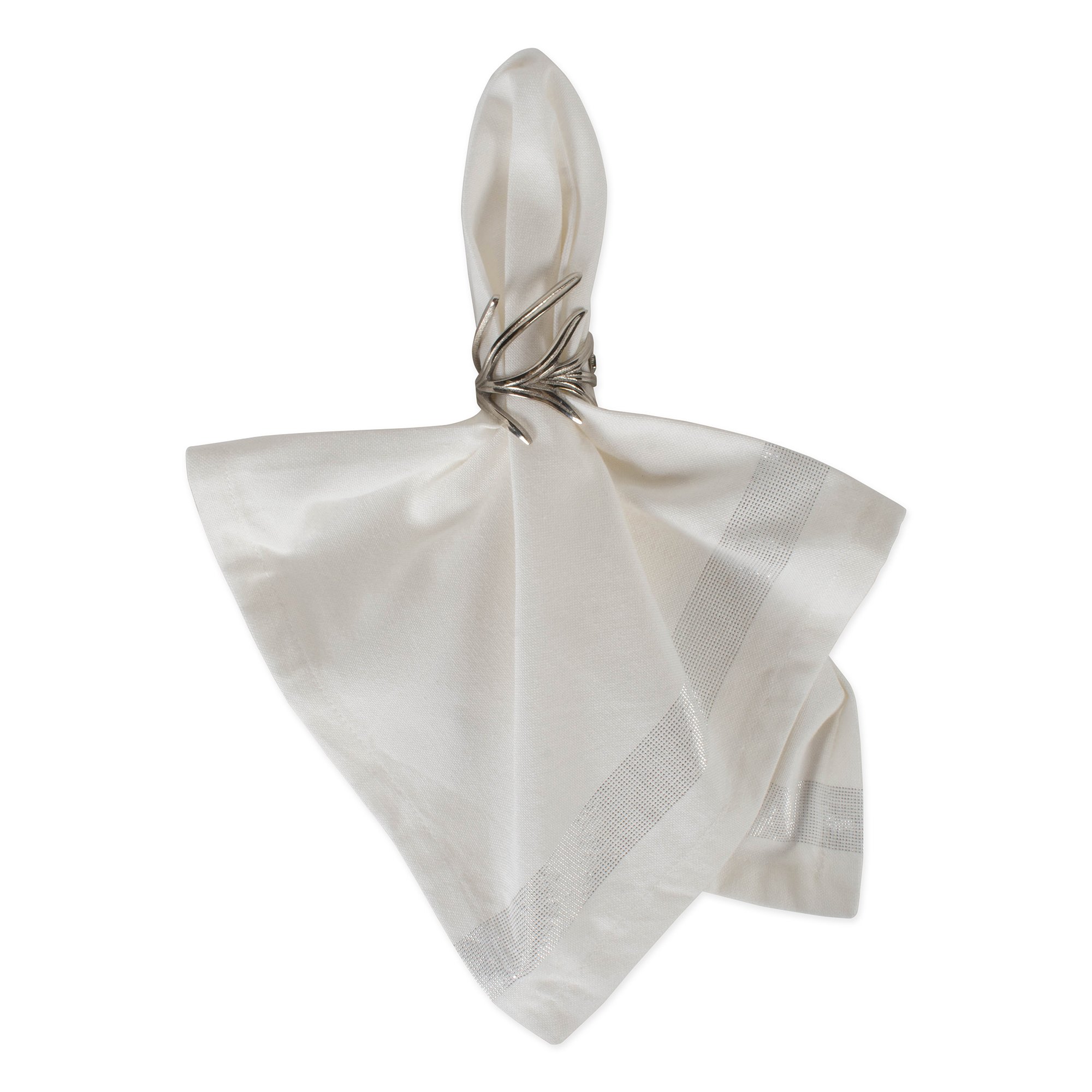 DII Servilletas metálicas de algodón de Gran tamaño, cenas, Fiestas, Navidad, Vacaciones, o Uso Diario, Rayas Plateadas, 20 x 20 cm