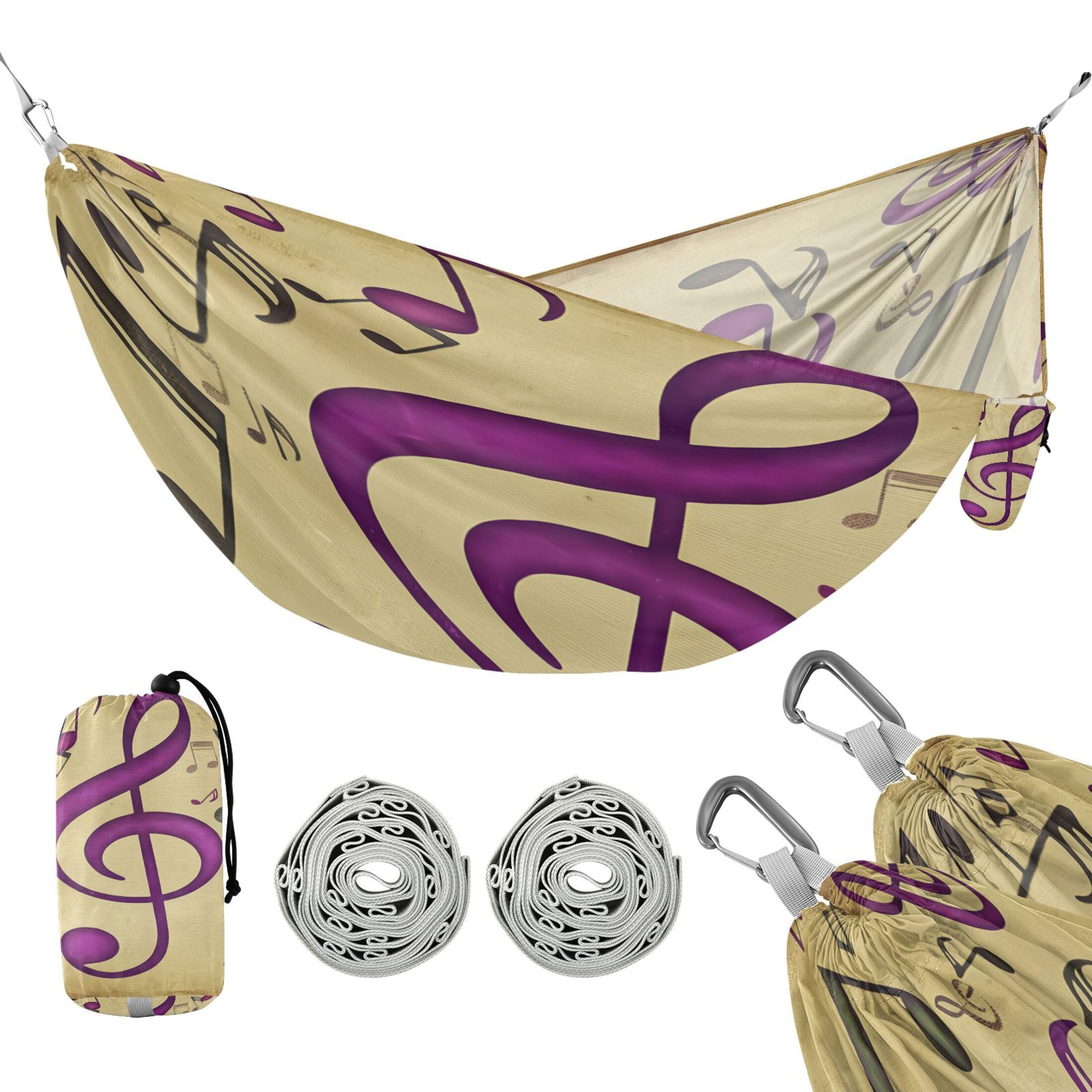 Takiito Musical Notes Hammock 330 lb Capacity Travel Camping Hammock with Tree Straps, Portable Lightweight for Outdoor Beach Backpacking Backyard Patio