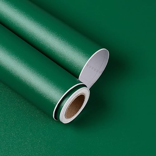 Yenhome Papel de contacto verde para gabinetes papel tapiz de vinilo verde oscuro papel tapiz extraíble papel de contacto de color sólido papel