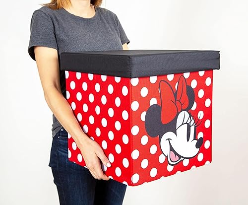 Miniatura 3 de Disney Mickey & Minnie - Organizador de cubos de almacenamiento de 15 pulgadas con tapas, juego de 2 | Contenedor de cesta de tela, organizador de
