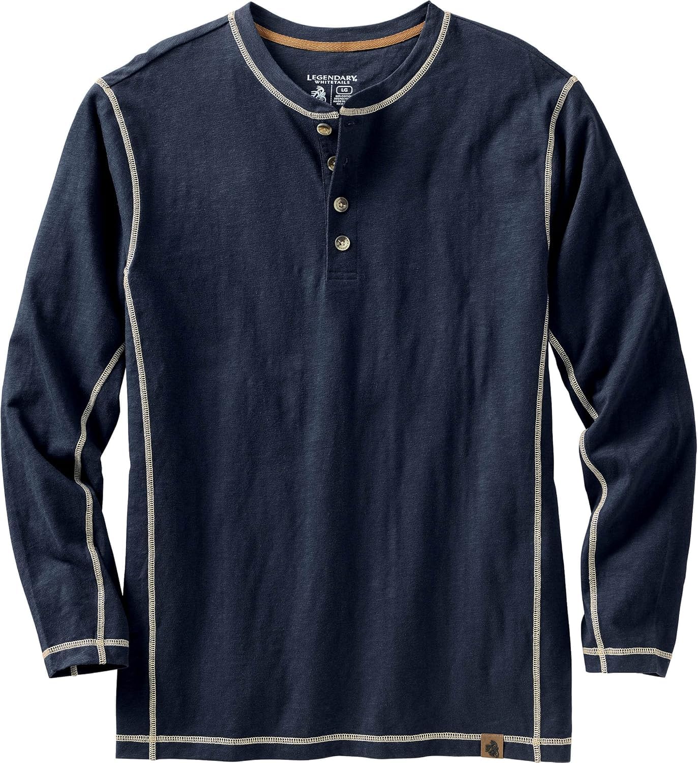 Legendary Whitetails Men's Maverick Slub Henley Shirt, Navy, XXL