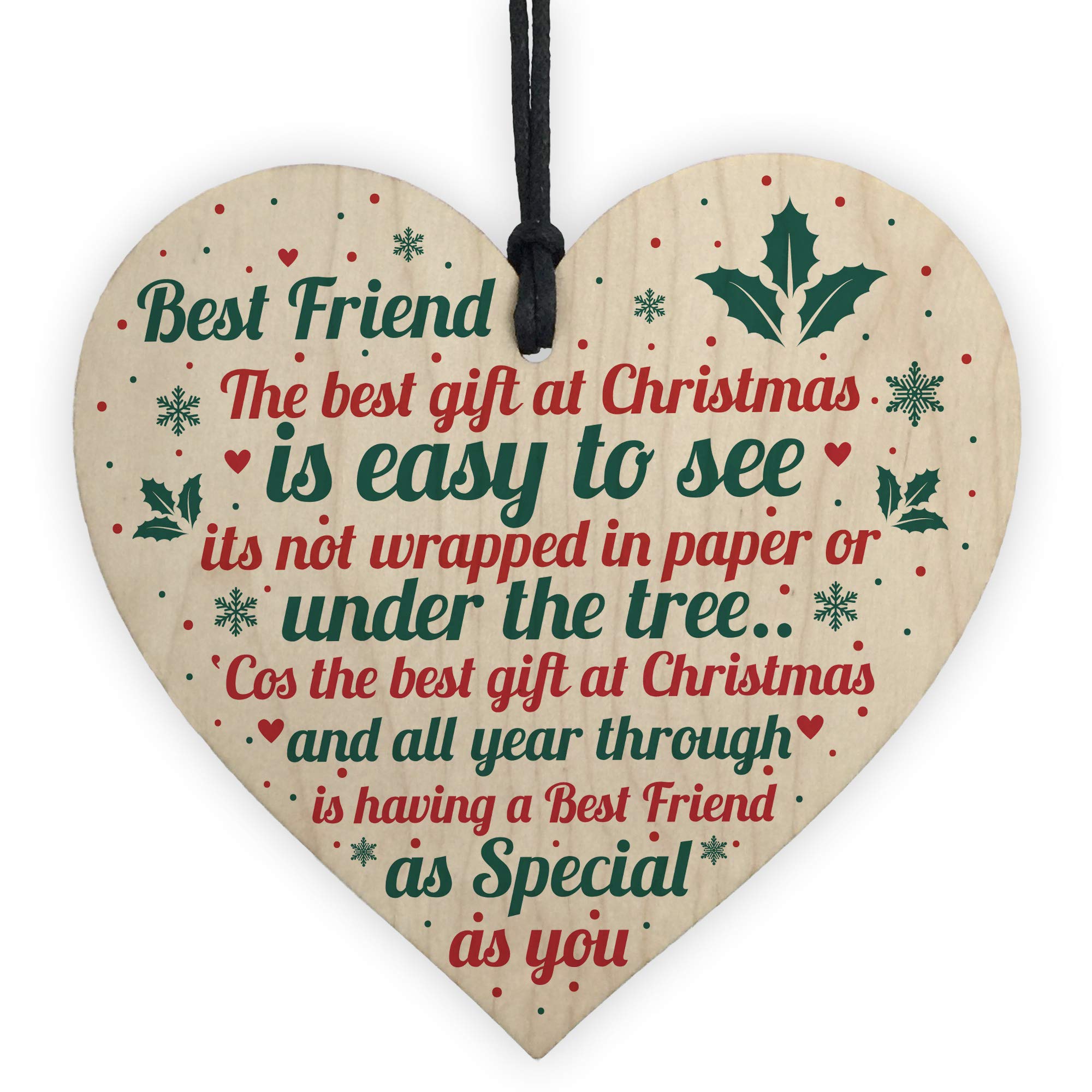 Red Ocean Christmas Gifts For Friend Christmas Card Friendship Thank You Wood Heart Plaque Keepsake
